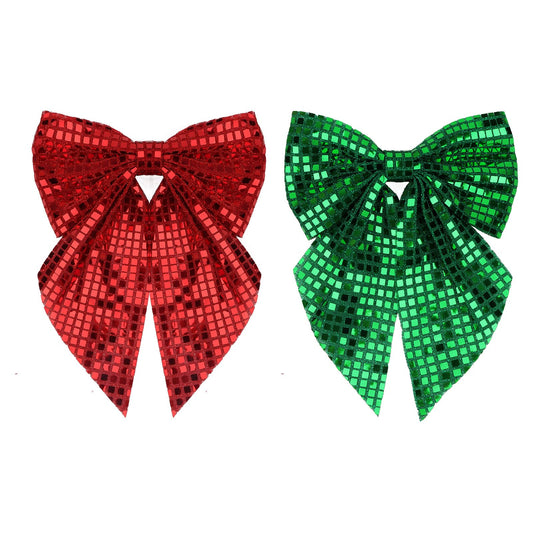 AMCAMI 2Pcs Christmas Bows Hair Clips, Glitter Sequin Bow Barrettes,Sparkly Christmas Hair Accessories Gifts Stocking Stuffers(Red & Green)
