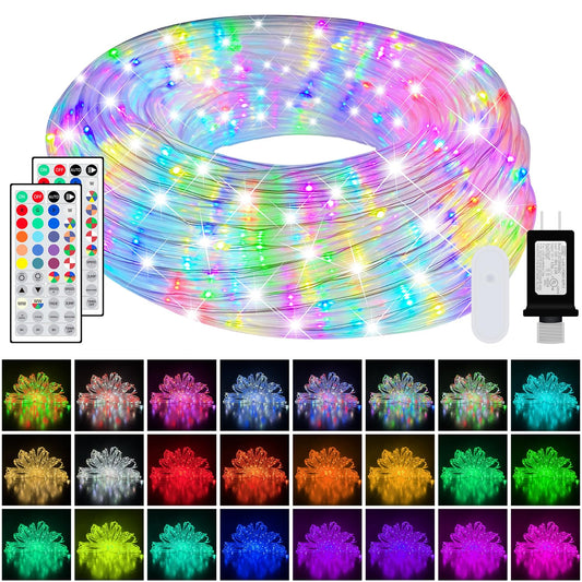 50ft LED Rope Lights 25 Colors, Outdoor IP68 Waterproof Warm White RGB Tube String Lights with 149 Modes and 4 Brightness, Rope Lights for Outside, Yard, Deck, Fiesta Party, Birthday Decorations