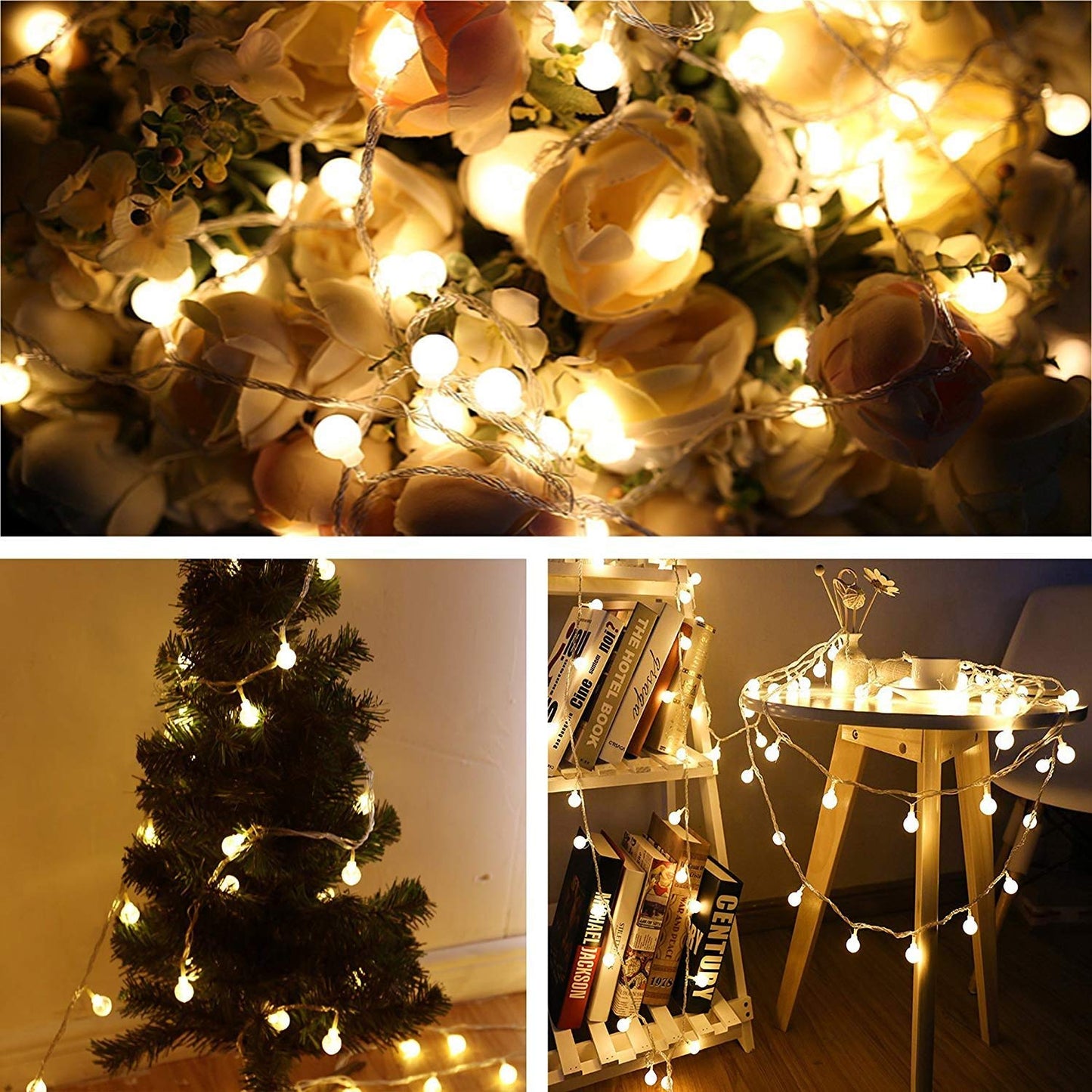 Globe String Lights 20ft 40 LED USB Powered Warm White Fairy Lights for Birthday Party Wedding Christmas and Home Decoration.