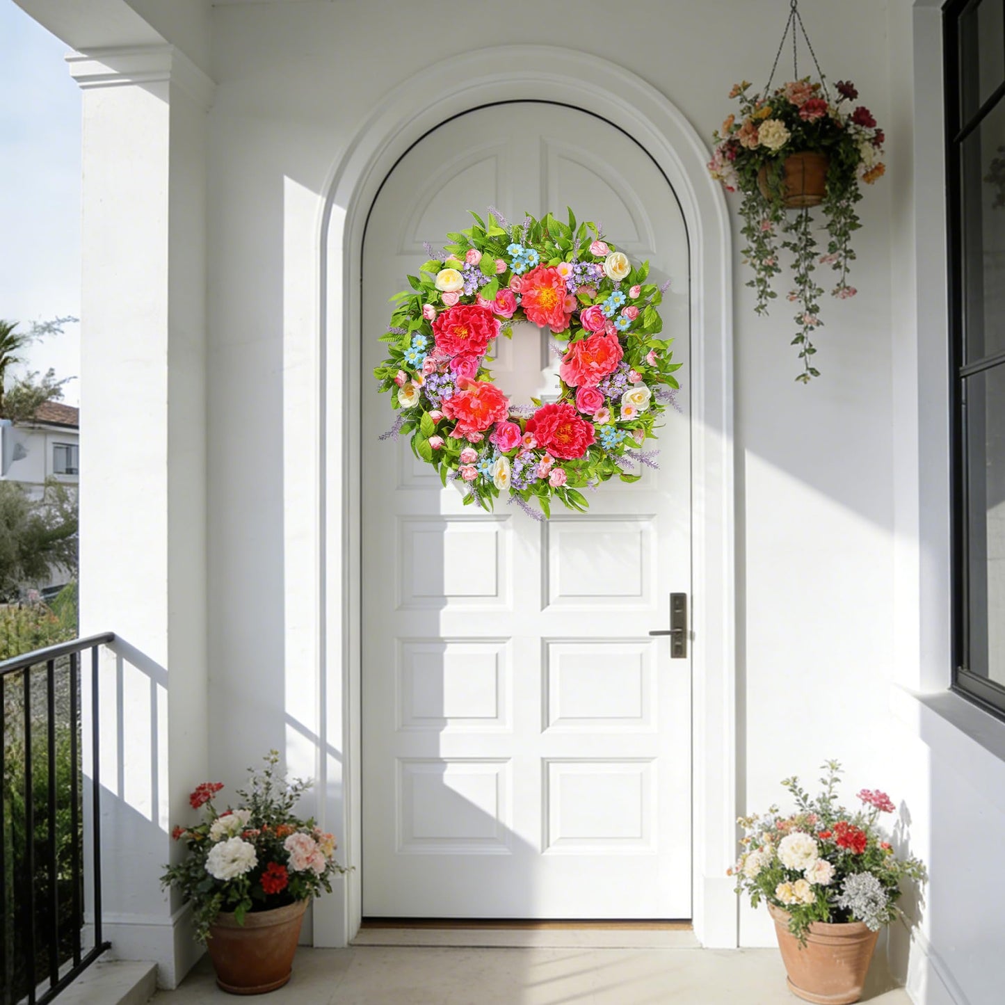 Spring Wreath for Front Door 24 Inch, Summer Wreaths with Large Peony for Home Decor Easter Indoor Outdoor Wall Festival Wedding Celebrations