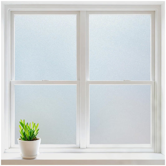 rabbitgoo Window Privacy Film, Frosted Glass Window Clings, Static Cling UV Heat Blocking Door Stickers for Home Bathroom, Removable Indoor Decal Coverings Day and Night, Pure, 17.5 x 78.7 Inches