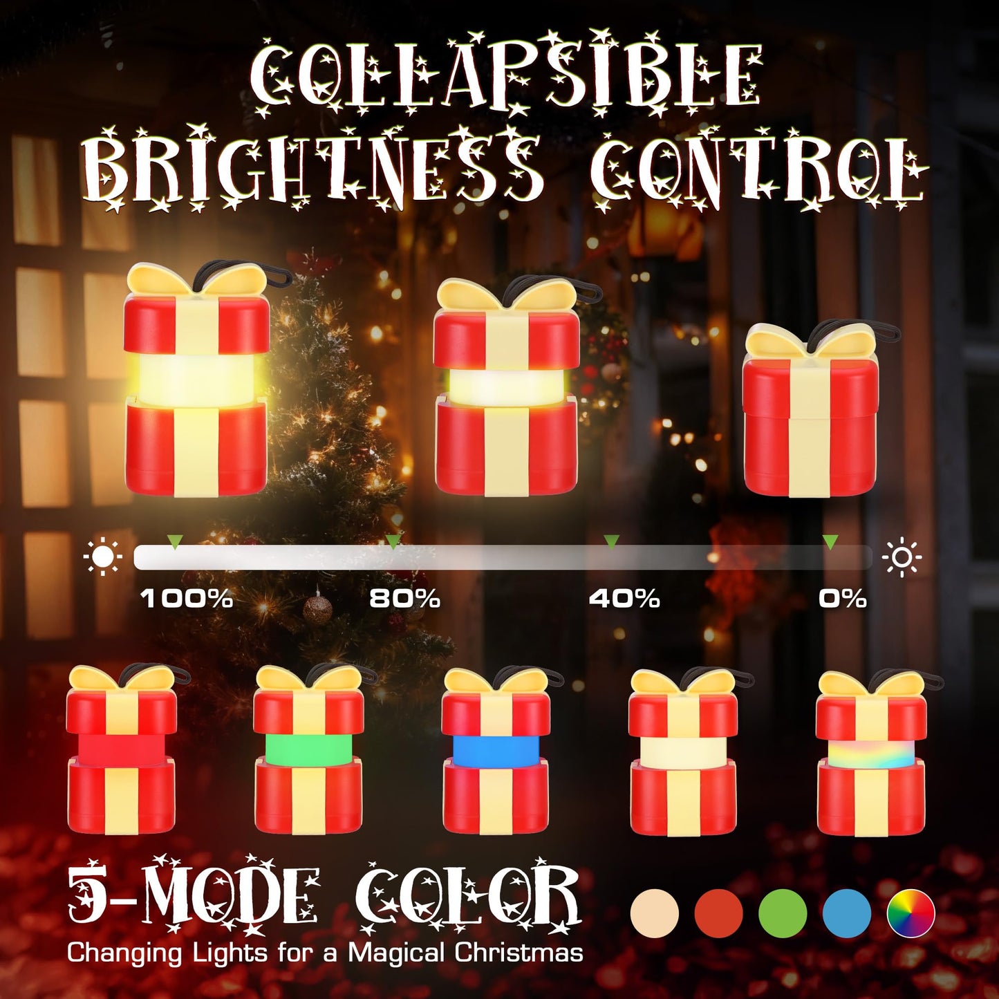 EverBrite Gift Box Lantern 3 Pack, 5 Light Modes Holiday Decoration Presents for Women and Men, AAA Batteries Contained Easter Gift, Fun Night Light Gifts for Kids Indoor & Outdoor