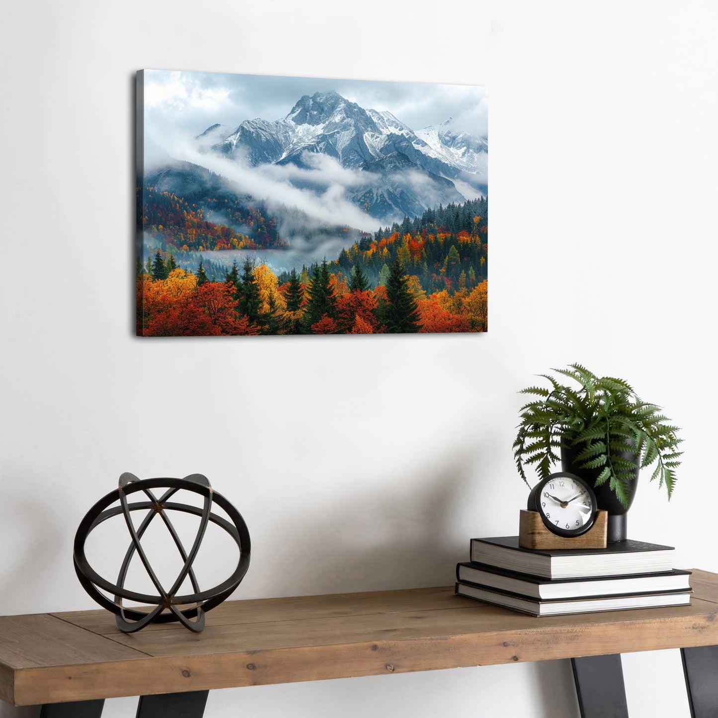Fall Mountain Canvas Wall Art for Living Room Nature Forest Landscape Wall Decor Autumn Red Trees Scenic Poster Smoky Mountains Prints Pictures Modern Artwork Bedroom Bathroom Home Decoration 12x16"