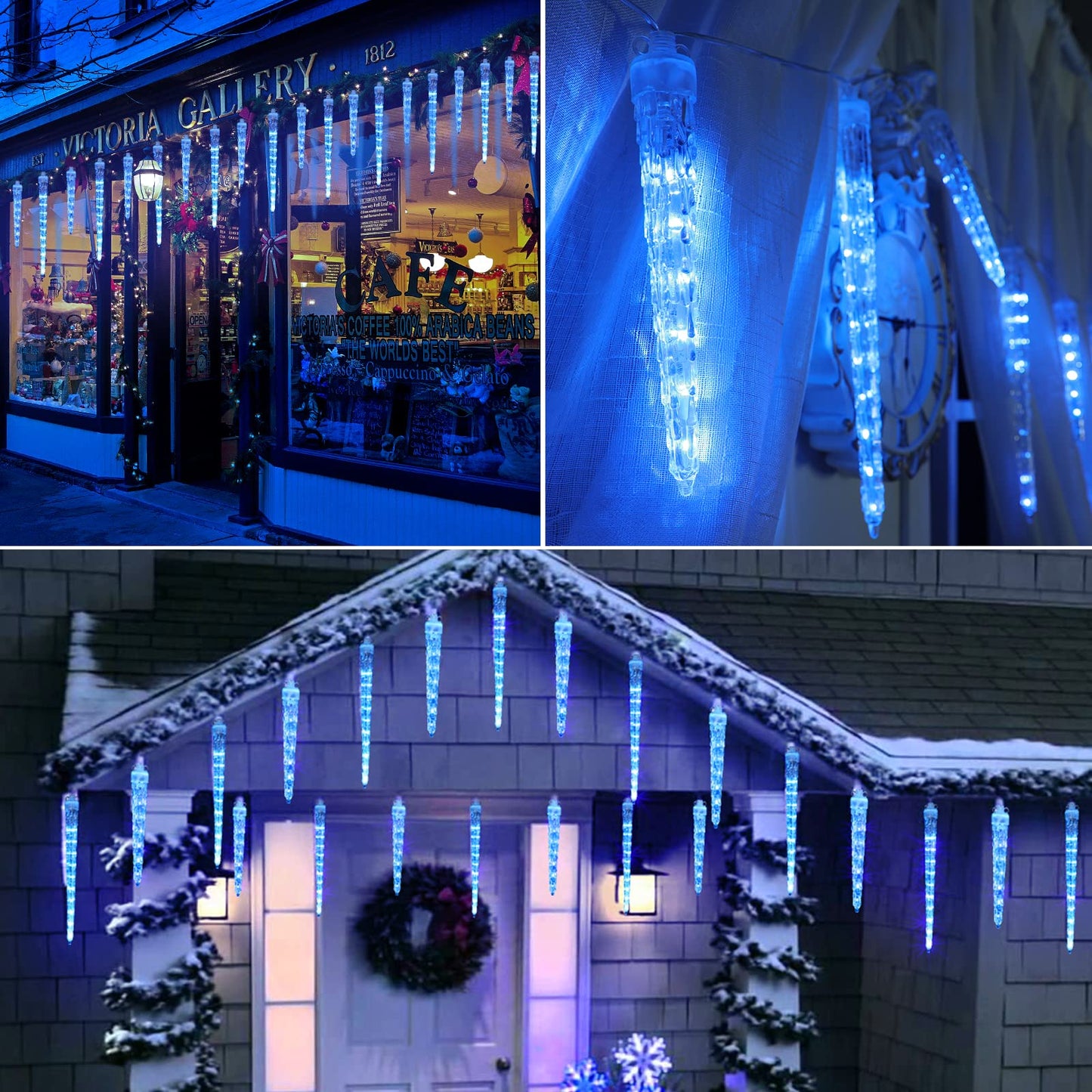 Joomer Icicle Christmas Lights Outdoor, 13FT 20 Icicles 320 LED Meteor Shower Icicle Lights Timer Waterproof Connectable Christmas Light for Outside Home Xmas Decoration - Blue