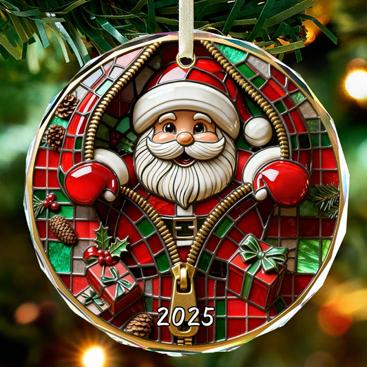 Christmas Tree Fun Santa Claus Decorations, Christmas Ornaments 2025，Painted Glass Style, Unique for Adults
