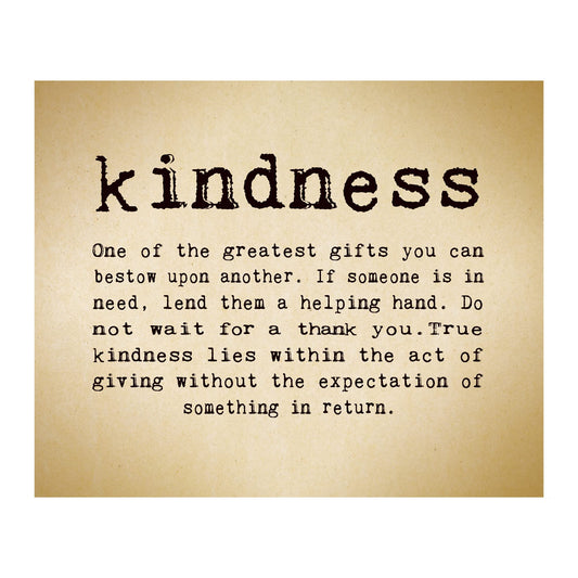 AMERICAN LUXURY GIFTS Kindness, Greatest Gift Quote - Inspirational Typography Wall Art for Classroom, Living Room, Office, Bedroom Decor - 10x8 Unframed Print
