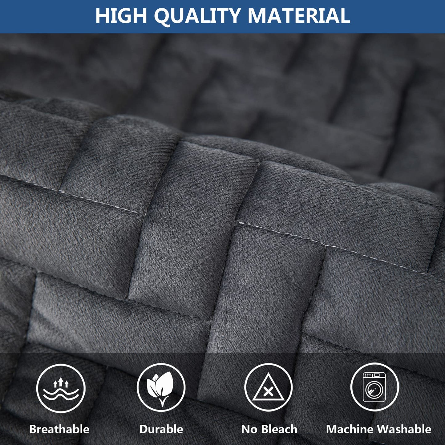 Eismodra Armrest Couch /Sofa /Backrest Covers,Anti-Slip Armchair Slipcovers for Dogs Cats Pet Loveseat Recliner Leather L Shaped,Dark Gray 28 x 28 Inches (Only 1 Piece)