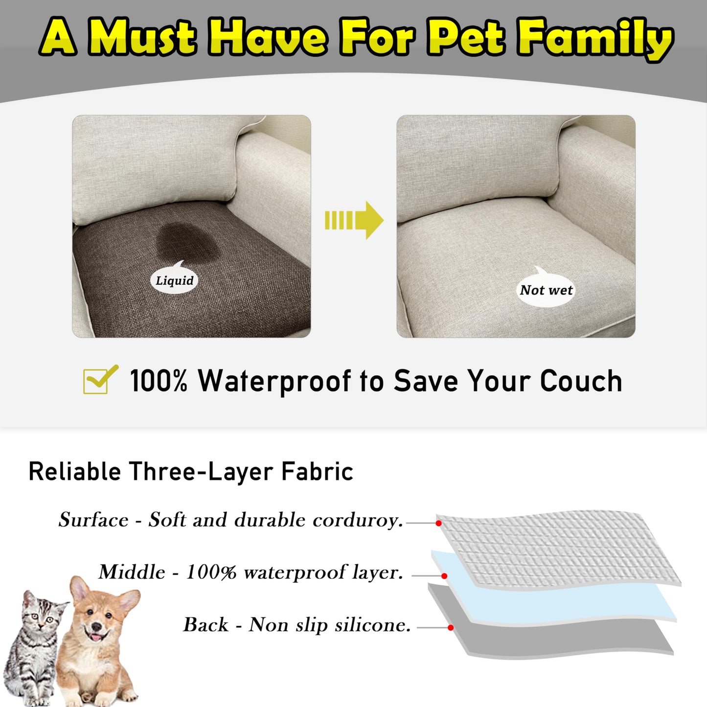 Couch Arm Covers, Waterproof Armrest Cover for Sofa, Armchair, Loveseat, Non-Slip Recliner Arm Cover, Sofa Arm Covers, Headrest Covers, Arm Chair Covers Set of 2 (Brown, 24"×20")