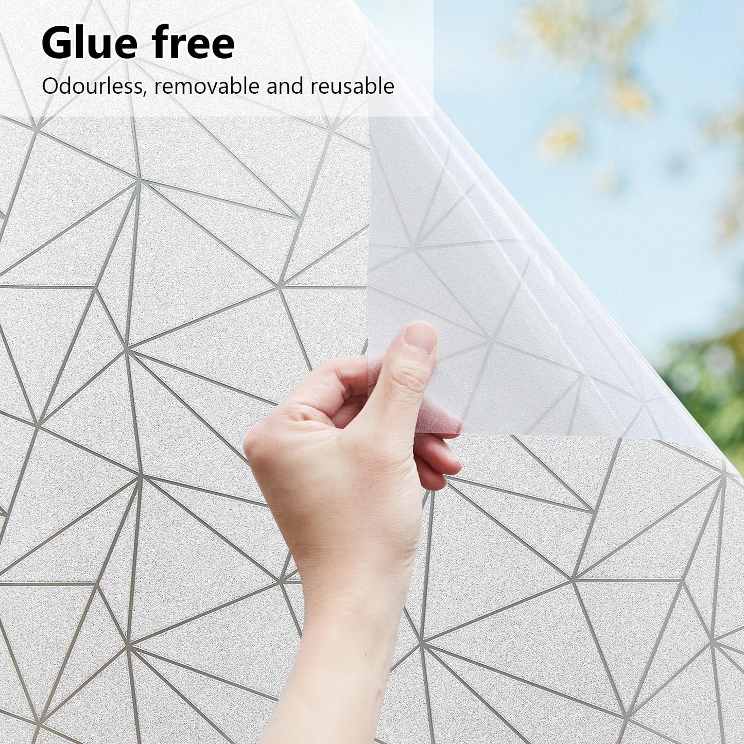 NINETREX Window Privacy Film Frosted Glass Window Clings Decorative Coverings Non-Adhesive Sun Blocking Stickers for Home Office Garage,17.5 x 78.7Inches