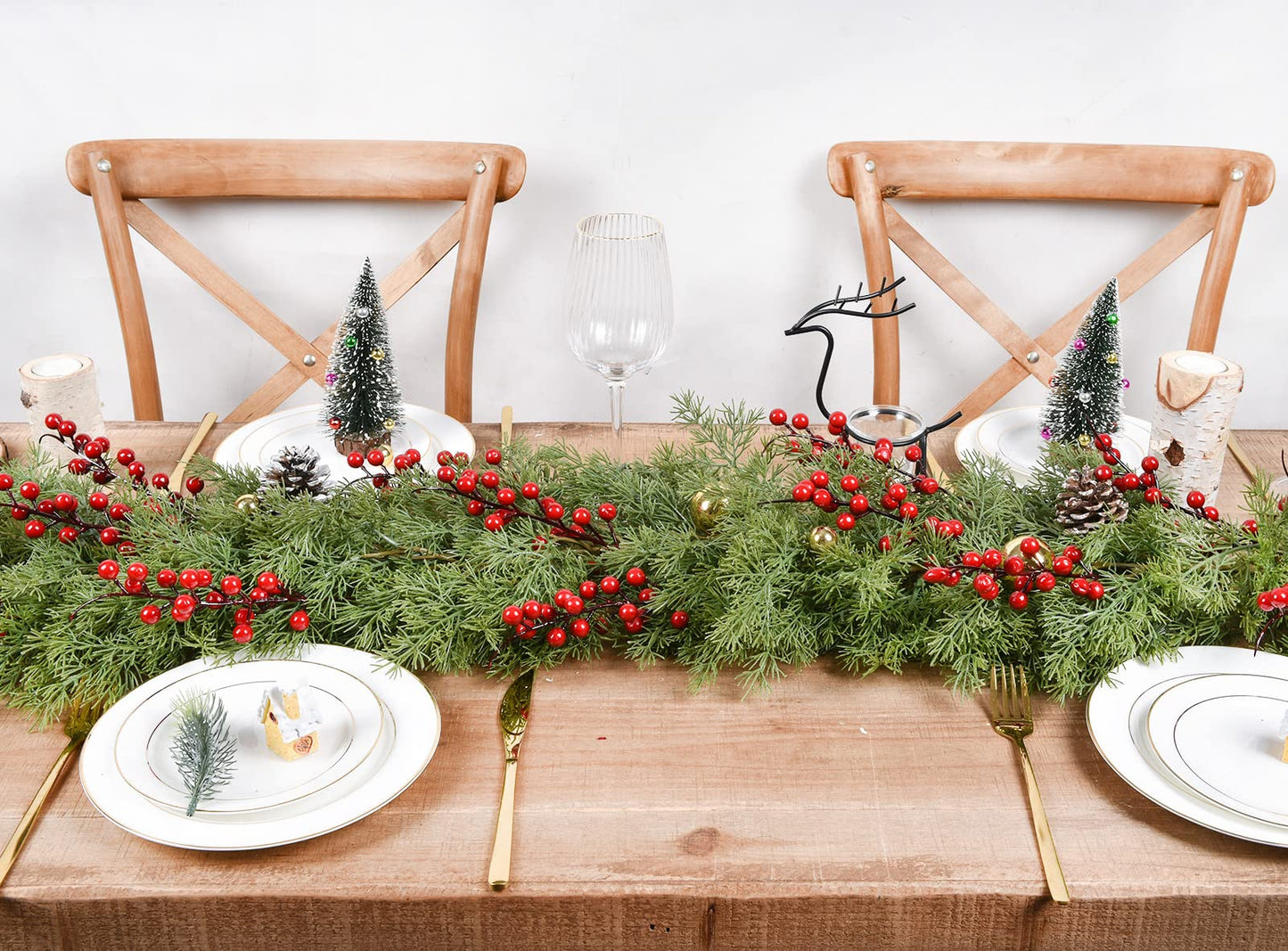 DearHouse 6Ft Artificial Christmas Garland Pine Cypress Greenery Garland for Holiday Season Mantel Fireplace Table Runner Centerpiece Décor