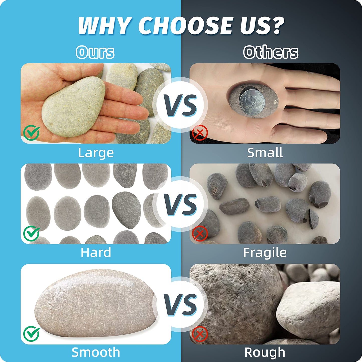 DALTACK 30 Pcs Large Rocks for Painting, Natural River Rocks, Flat River Rocks, 2-3 Inches Stones for Arts & Crafting