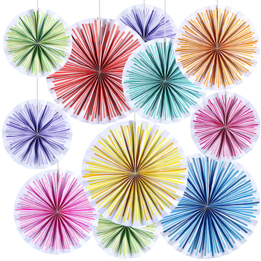 Weekgrat 18 Pcs Colorful Hanging Paper Fans Decor Back to School Paper Fans Round Garlands Bulletin Board Classroom Decorations for Party Supplies Classroom Decor