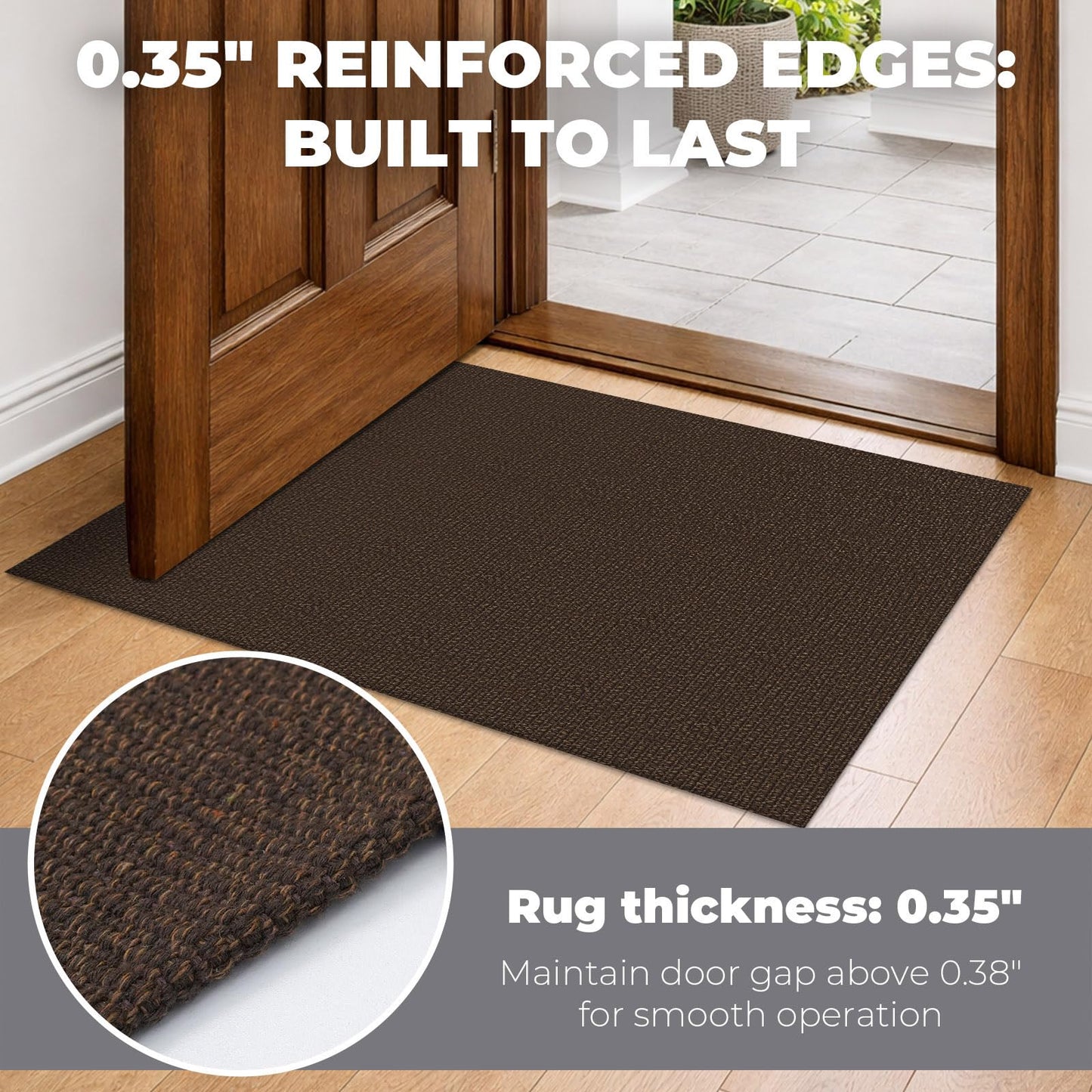 Lansny 2x3 Washable Area Rug Small Braided Cotton Entryway Rug with Non Slip Backing Kitchen Rugs Indoor Door Mat for Entrance Bathroom Foyer, Dark Coffee/Brown