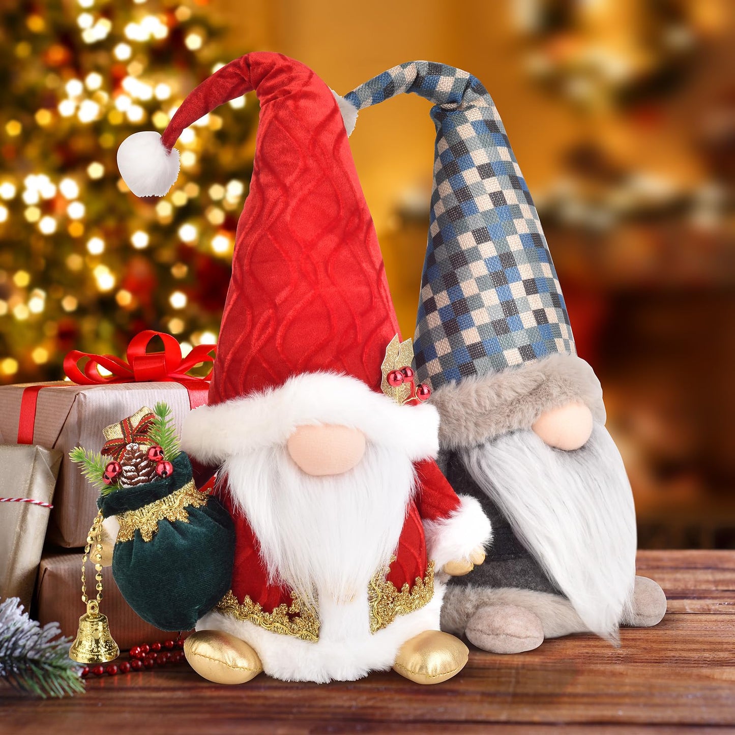 EKARSEN Handcraft Gnome Christmas Decorations - Large-Sized 18 Inch Nordic Gonk Figurine Cute Scandinavian Tomte Dwarf Home Decor and Sweet Gift for Traditional Festivals