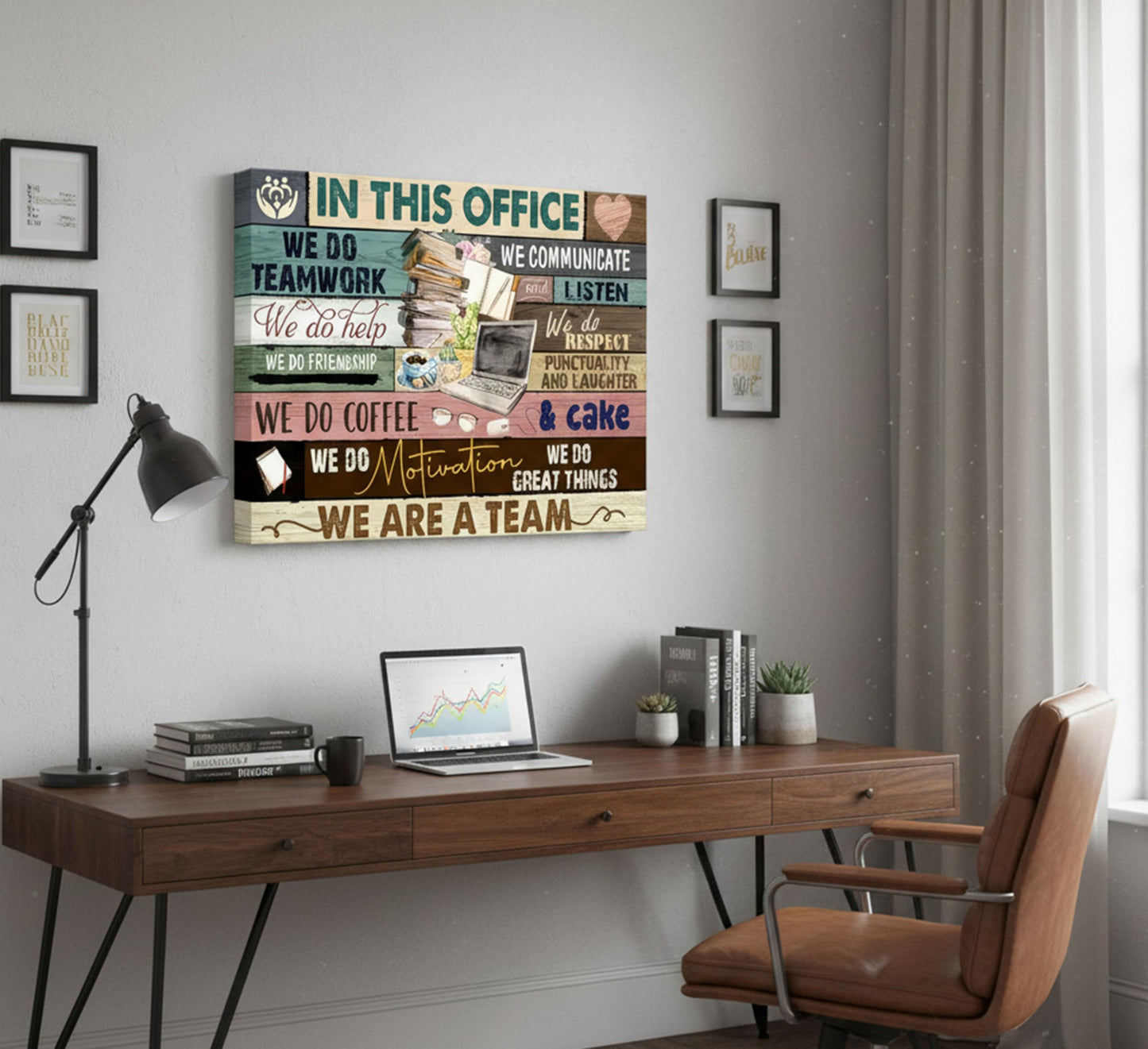 Inspirational Canvas Wall Art in This Office We are a Team Motivational inspiring Quotes Painting Pictures Wall Decor Poster Print Artwork for Man Cave Home Decoration