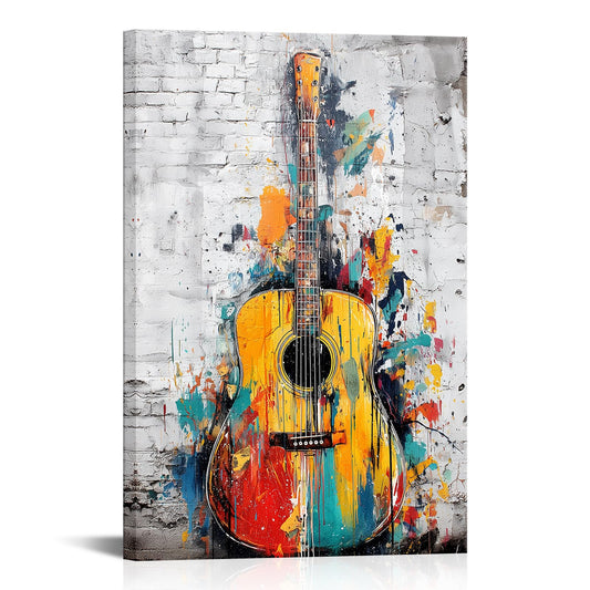 Kalormore Abstract Music Wall Art Vertical Guitar Poster Print Gallery Canvas Framed Ready to Hang 24"x36"