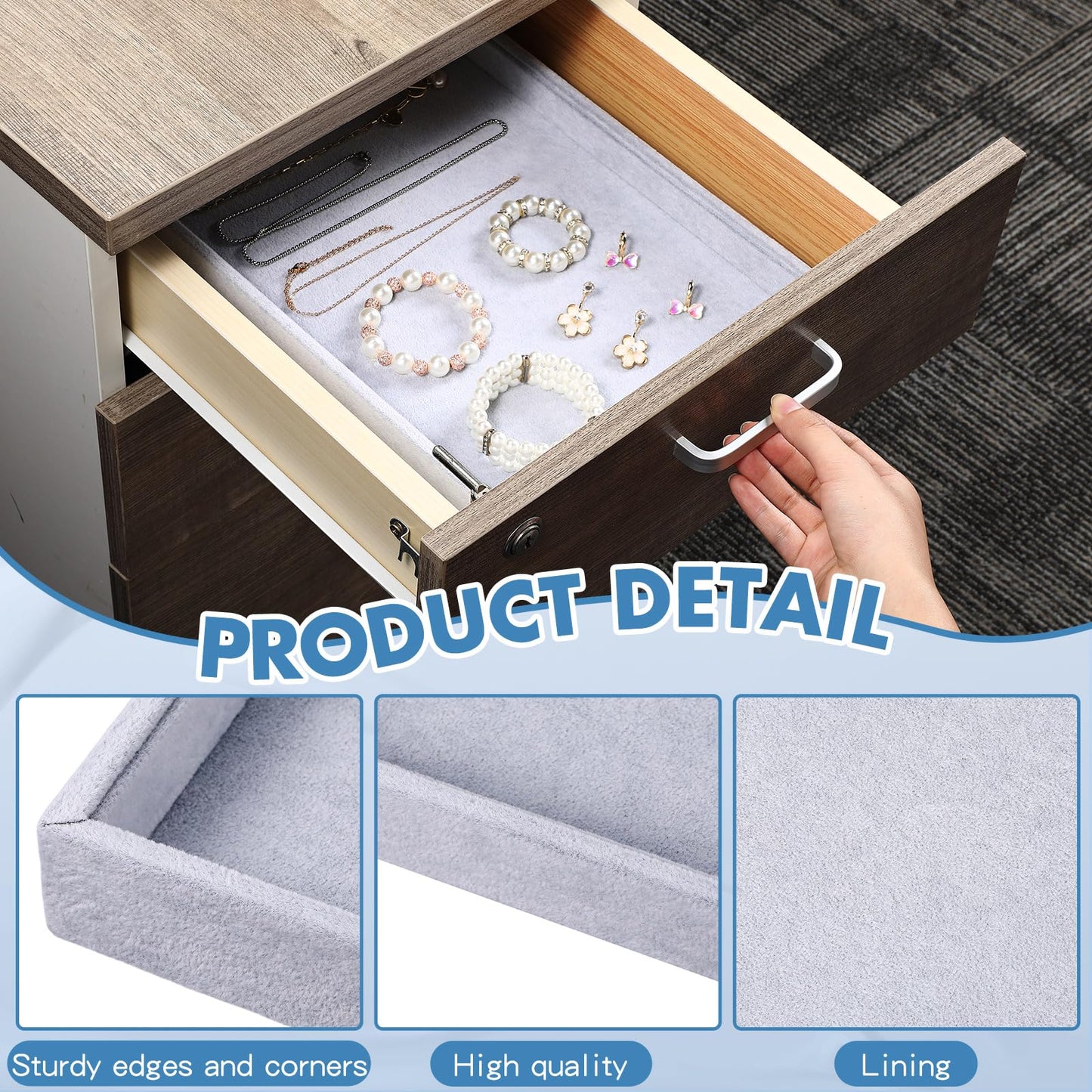 Quelay 4 Pcs Stackable Jewelry Tray Jewelry Organizer Tray Showcase Display Empty Plate Bracelet Ring Earring Organizer (Grey)