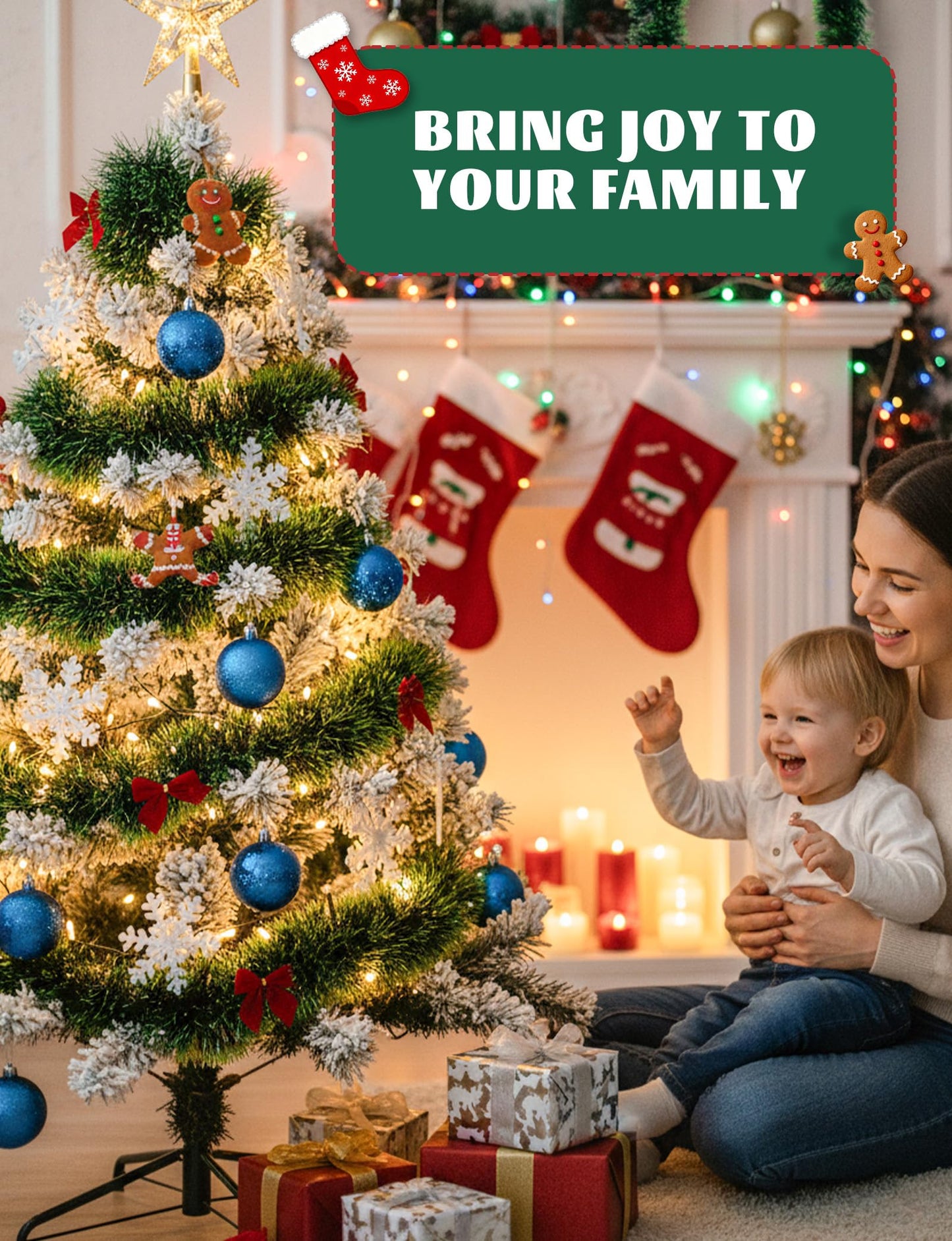 Christmas Tinsel Garland with Light Green Tips (Total 29.7FT) and 27 Red Bows, Festive Pine Garland for Staircase Fireplace Mantle Xmas Tree and Home Party Decor (9.9FT * 3PCS)