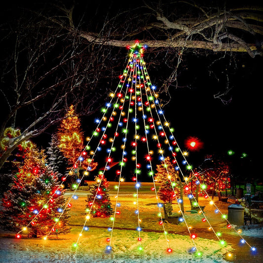 ZhenQiu Christmas Decorations Star String Lights, 320 Multicolor LEDs Outdoor Waterproof Hanging Fairy Lights for Xmas New Year Holiday Party Yard Decor