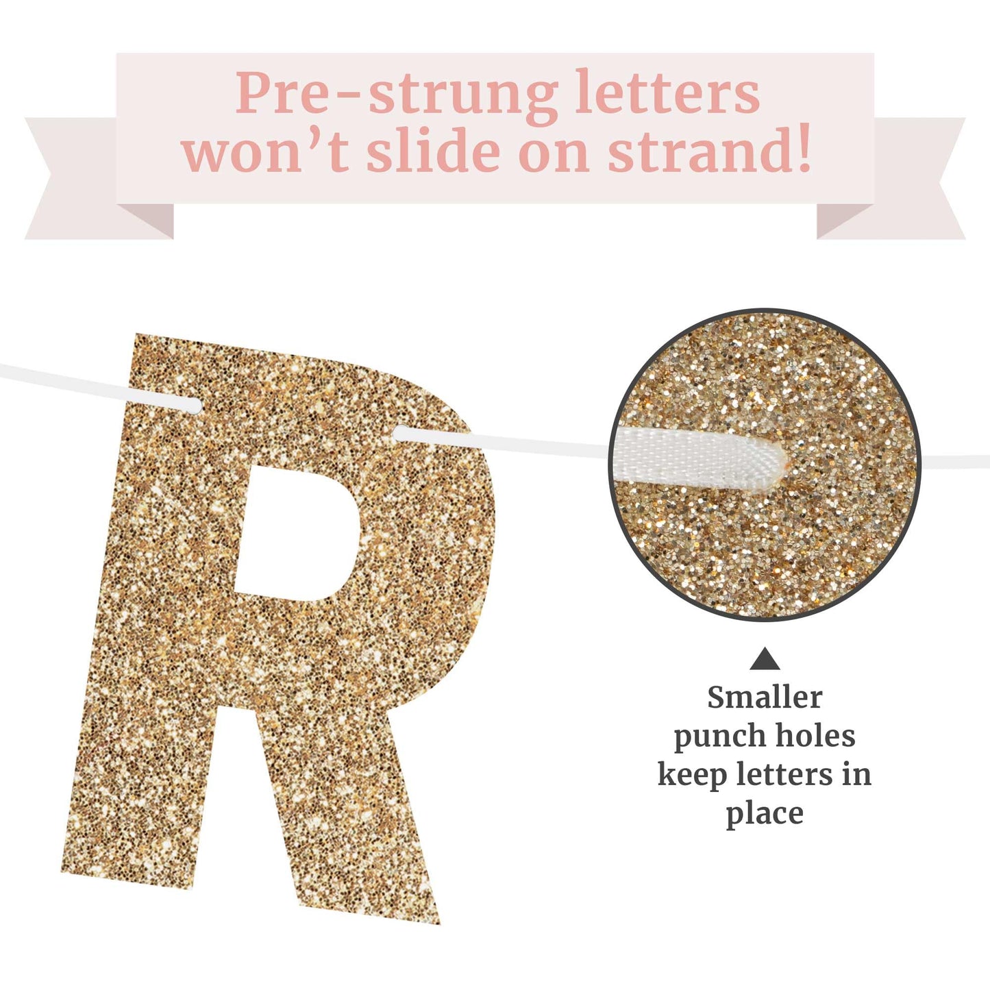 Pre-strung Let's Party But Only Till 9 PM Banner - No DIY - Gold Glitter Funny Birthday Banner for Men & Women - Pre-strung on 8 ft Strands - Gold Party Decorations & Decor. Did We Mention No DIY