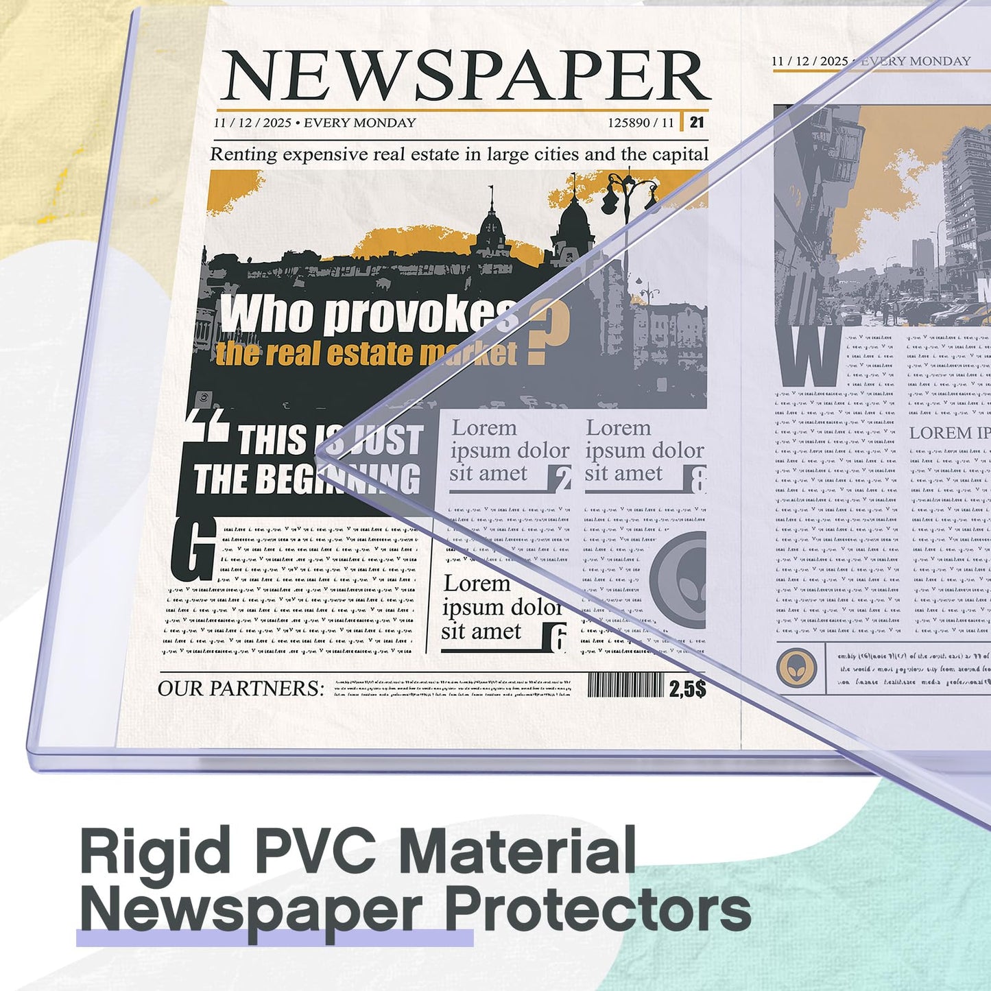 Faccito 6 Pack Hard Newspaper Holder 13" x 11" Rigid PVC Protection Plastic Newspaper Protector 4.5mm Thick Clear File Holders Archival Documents Storage for Magazines, Comics, Photos
