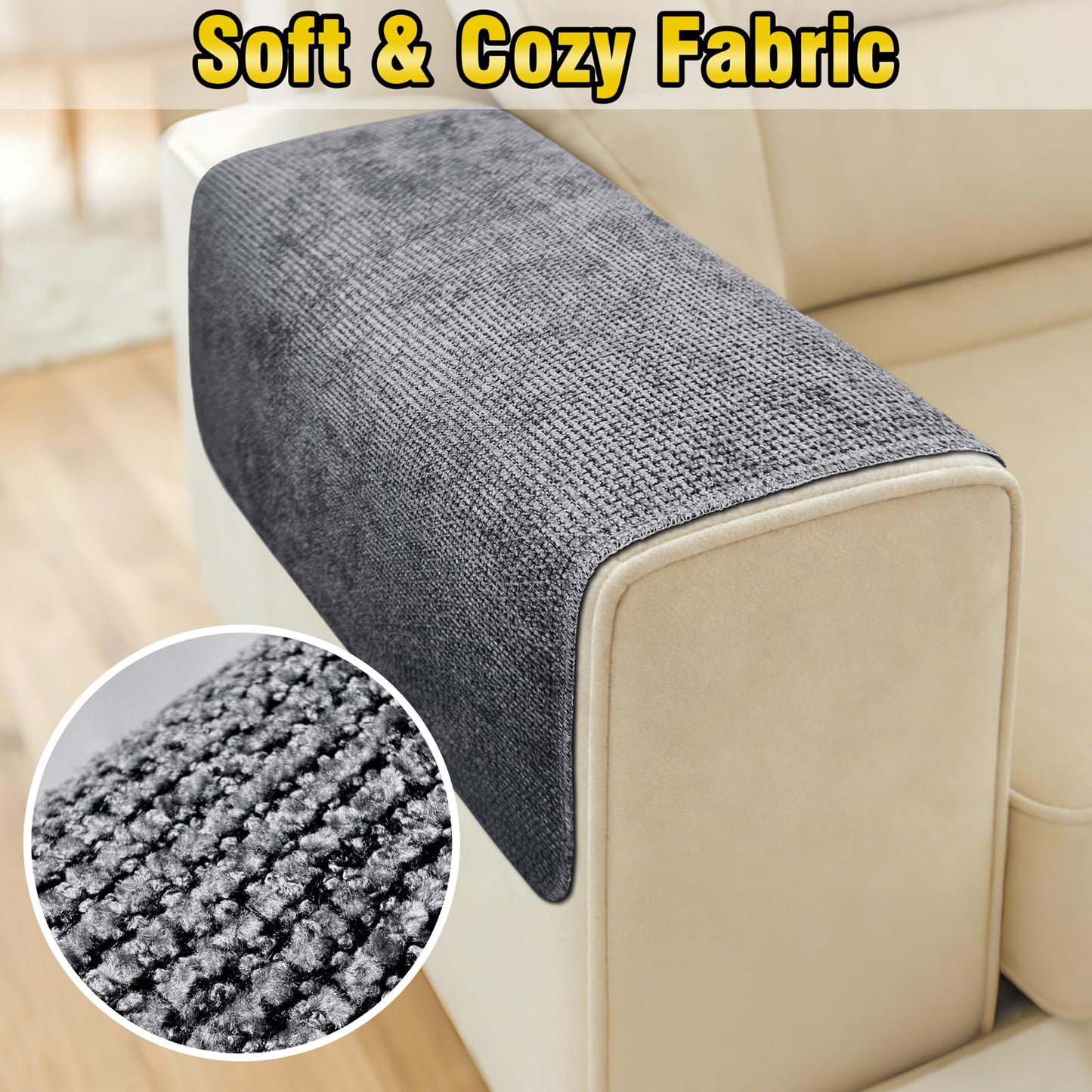 Madelegano Couch Arm Covers, Sofa Arm Covers, Waterproof Armrest Cover for Sofa, Loveseat, Armchair, Anti-Slip Recliner Arm Cover, Headrest Cover, Arm Chair Covers Set of 2 (Dark Gray, 22"×18")