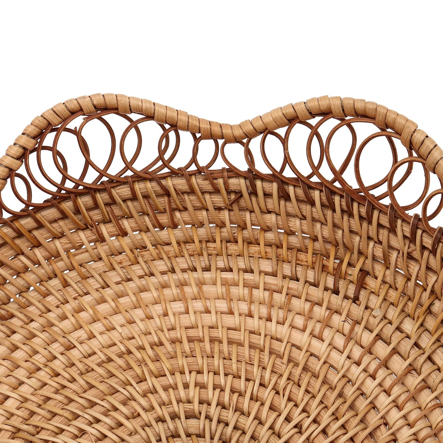 KEILEOHO 2 PCS Rattan Fruit Basket, Rattan Fruit Bowl for Serving, Woven Bread Basket for Bread, Vegetables, Kitchen Tabletop Display, 11.8 x 2.36 Inch