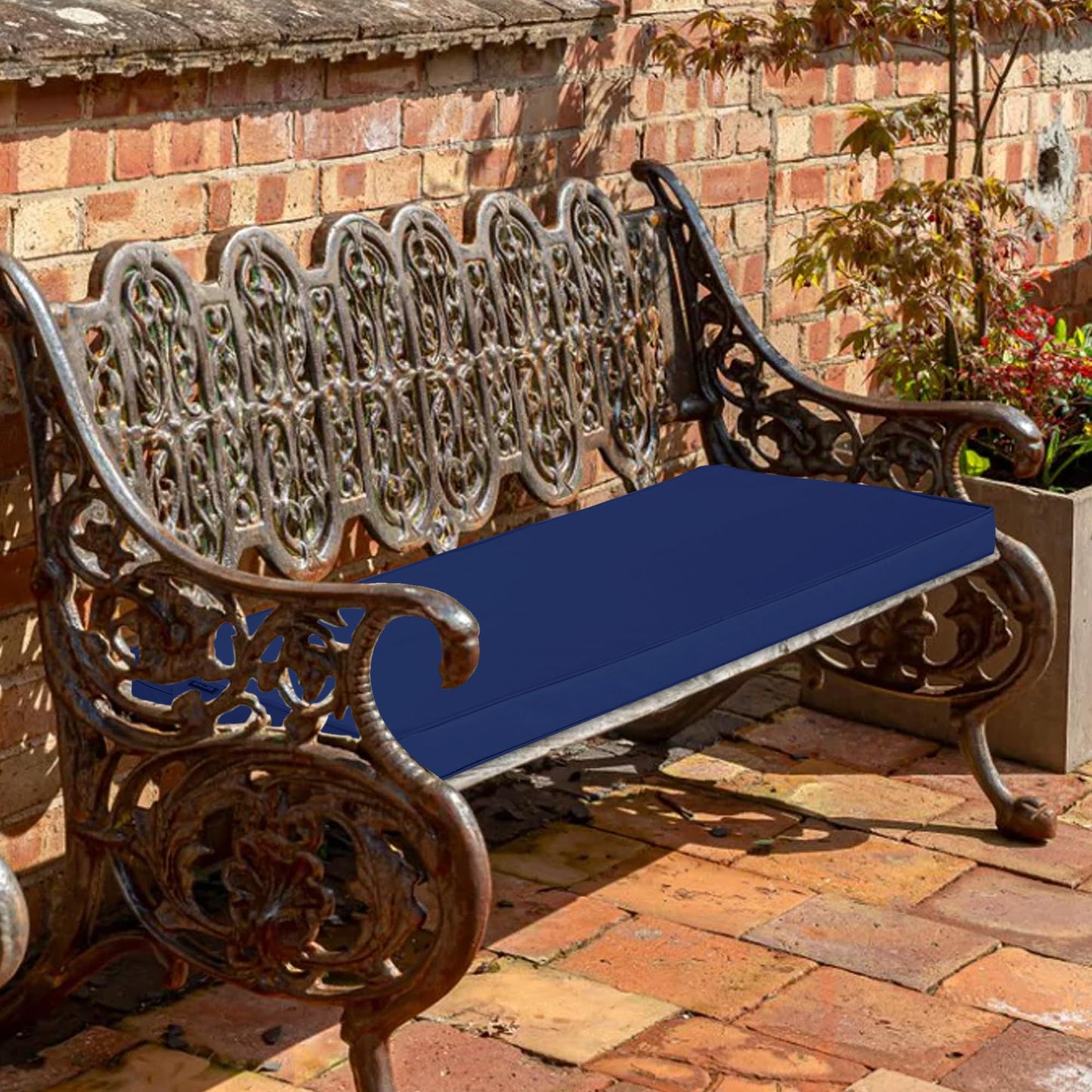 Comcaver Outdoor Bench Cushions 48 x 18 Inch Thick Waterproof Porch Swing Cushions with Tie Patio Furniture Chair Cushion Bench Pad 5 Year Color Fastness Backyard Seat Pads Navy