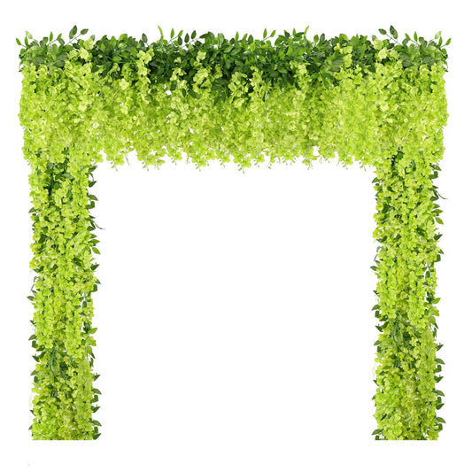 U'Artlines 10Pcs 7.2 Ft/Piece Artificial Wisteria Garland Silk Fake Green Wisteria Flowers Hanging Greenery Vines Garlands Rattan for Home Garden Wedding Arch Party Indoor Outdoor Décor