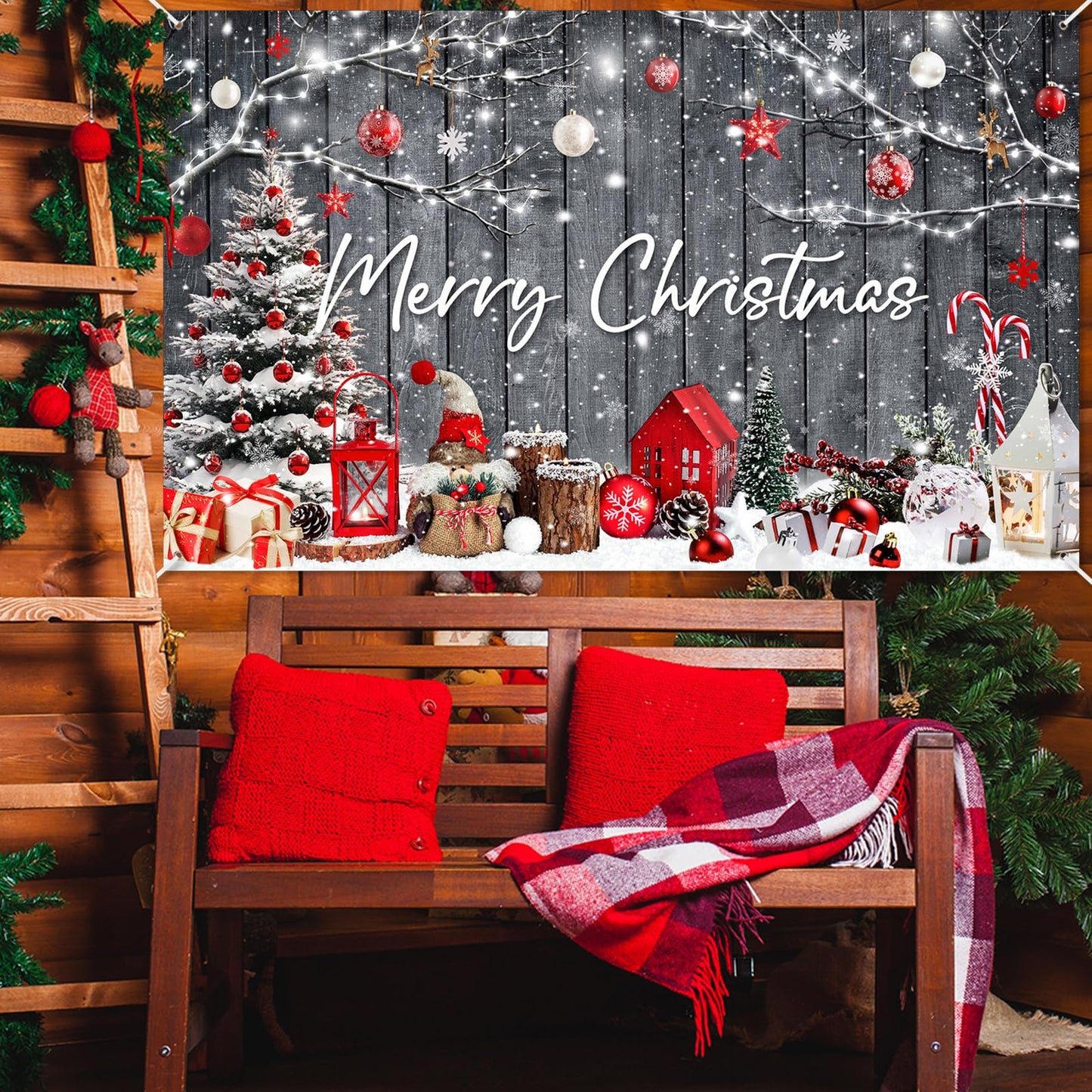 Avezano Christmas Wood Wall Photography Backdrop 6 x 3.6 ft Rustic Merry Chirstmas Gifts Barn Background Xmas Winter Holiday Photo Banner Props Indoor Outdoor