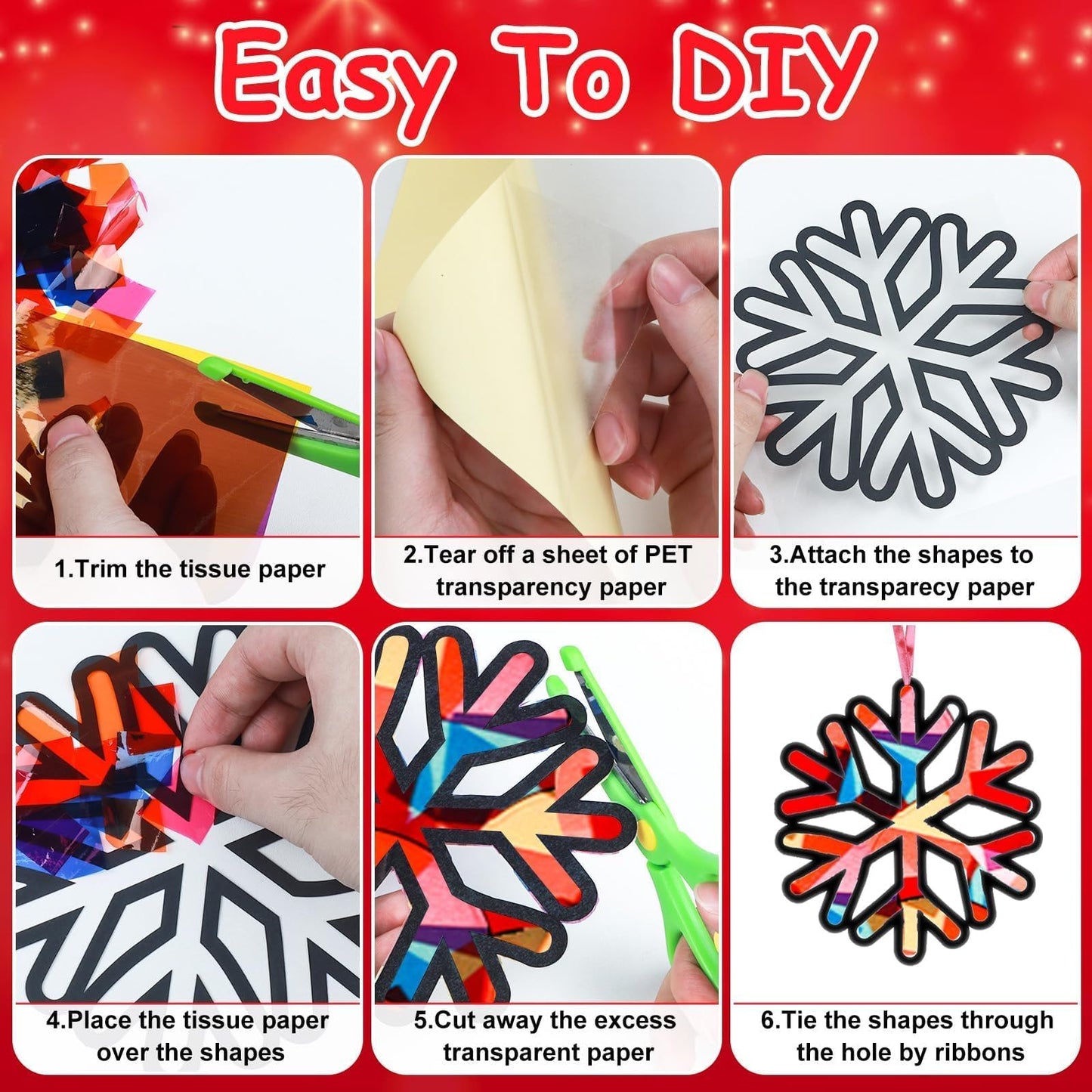 EggSun 36 Sets Winter Snowflake Suncatchers Craft Kit for Kids Ornaments Stained Glass Effect Window Arts and Crafts Kit for Classroom Holiday Birthday Projects Home Favors Decorations Ages 4 8 12