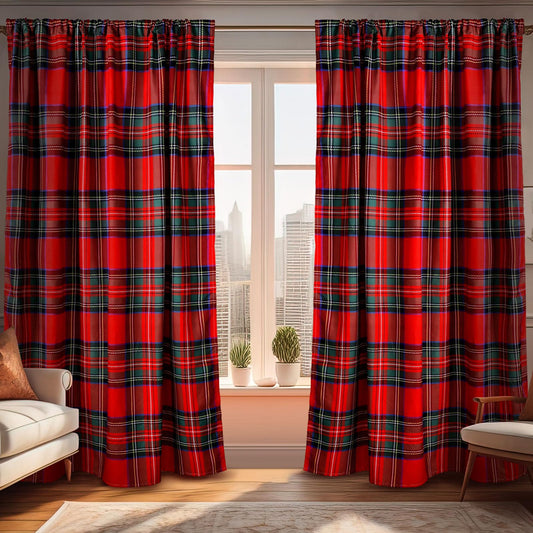 Fanfanwin Buffalo Plaid Curtains Buffalo Plaid Curtain Farmhouse Xmas Window Drapes for Living Room Bathroom Home Decoration