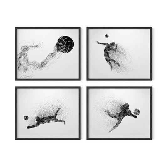 Summit Designs Volleyball Wall Art Prints - Silhouette – Set of 4 (8x10) Poster Photos Prints - Bedroom - Man Cave