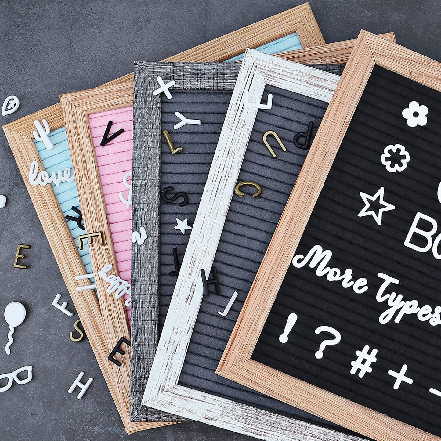 Felt Letter Board with Letters, Pre Cut & Sorted 725 Letters, First Day of School Board, Baby Announcement Sign, Pregnancy Announcement, Custom Signs & Wood Stand, 10x10in Message Board, Classroom Decor Sign Board