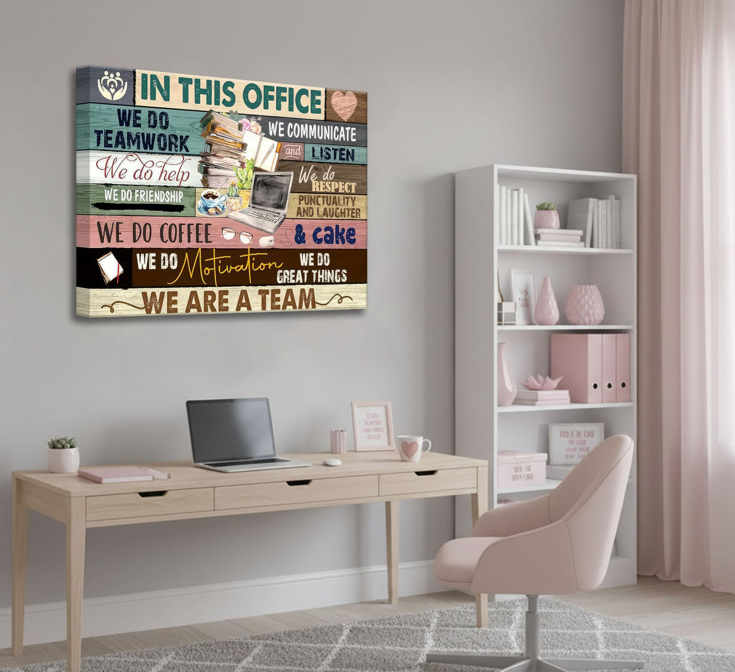 Inspirational Canvas Wall Art in This Office We are a Team Motivational inspiring Quotes Painting Pictures Wall Decor Poster Print Artwork for Man Cave Home Decoration