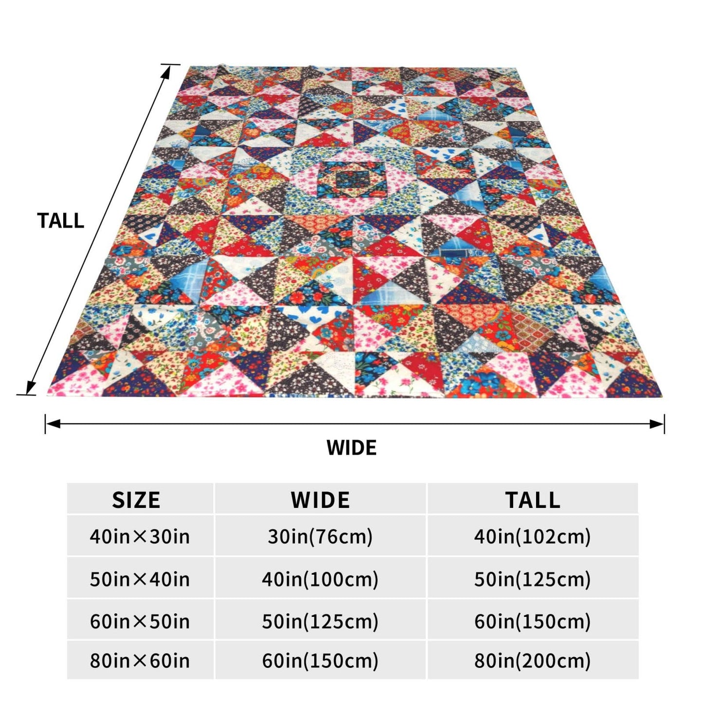 Printed Abstract Floral Boho Patchwork Throw Blanket Ultra Soft Cozy Flannel Fleece Blanket Fuzzy Warm Lightweight Bedding for Couch Sofa Chair Bed Living Room Bedroom Decor,50"X40"