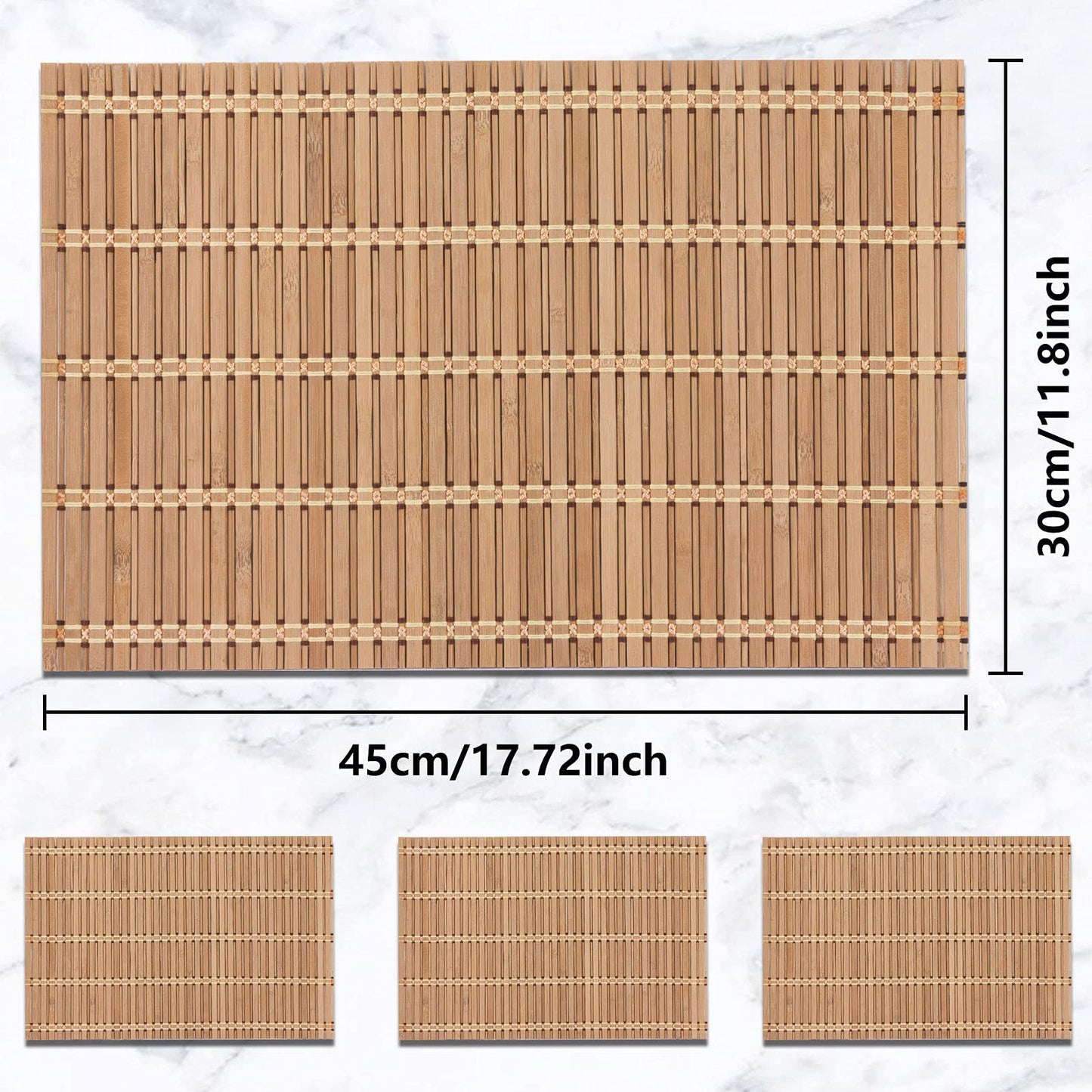 NETEHA Natural Bamboo Placemat-4 Pack- Set of Wooden Square Placemats, Suitable for Non-Slip and Resistant Bamboo Table Placemats in Restaurants and Kitchen