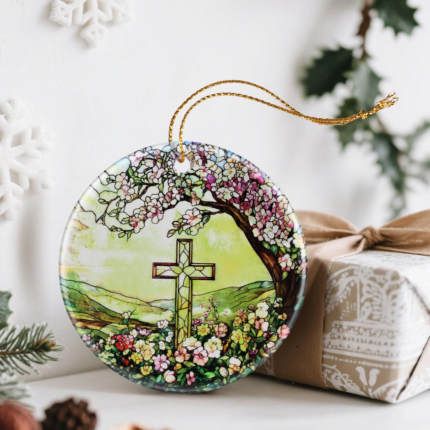Christian Cross Ornament, Christmas Ornaments: Christmas Tree Decorations, Holiday Decor, Stocking Stuffers, Gift Ideas, Cross Gift, Religious Gifts, and Christian Gifts