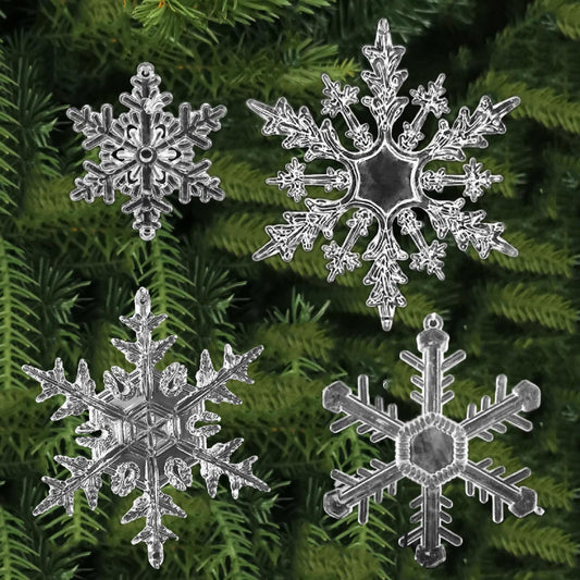 MIAO JIN Plastic Winter Snowflake Ornaments Xmas Tree Hanging Decorations for Christmas Tree Wedding Birthday Party Home Window Door Decorations,24PCS