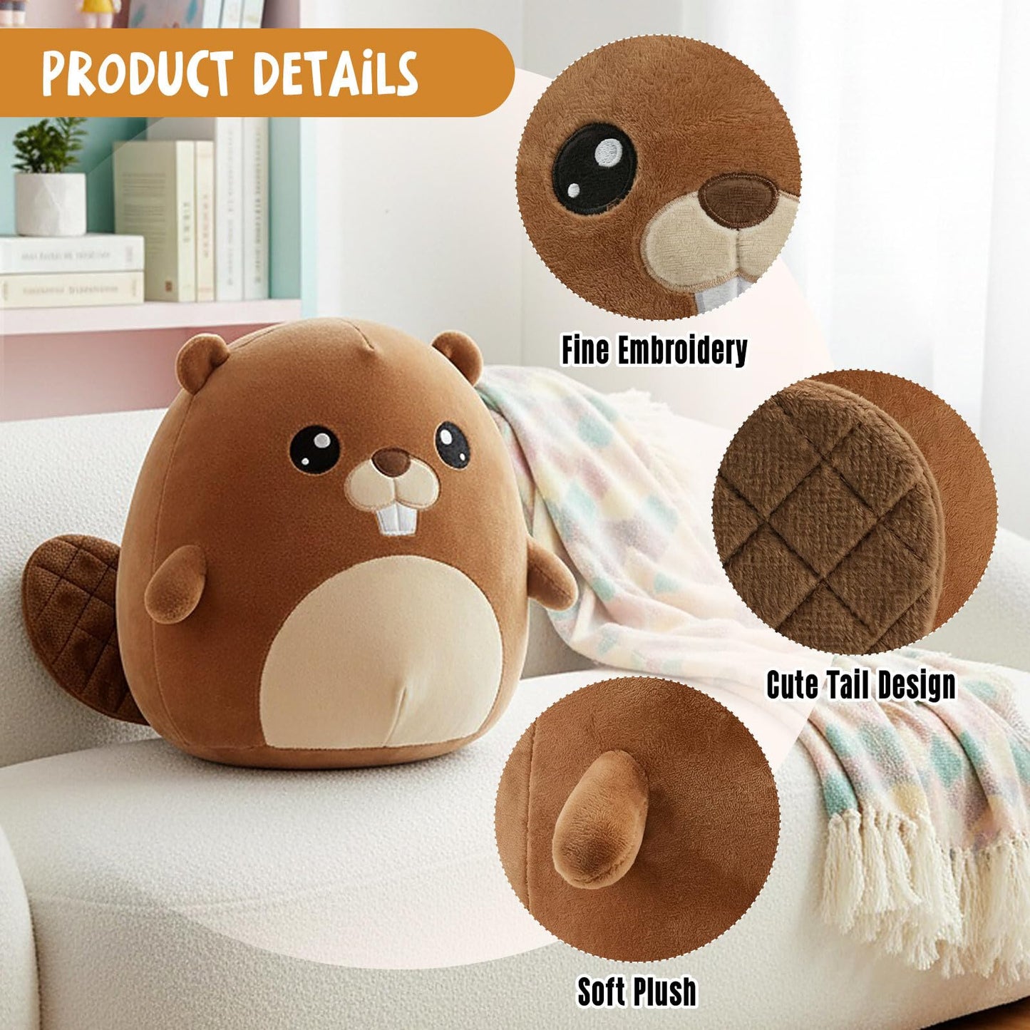 Kojxou 9.8 Inch Beaver Plush,New Year Ornament for Home Store Tabletop Decor
