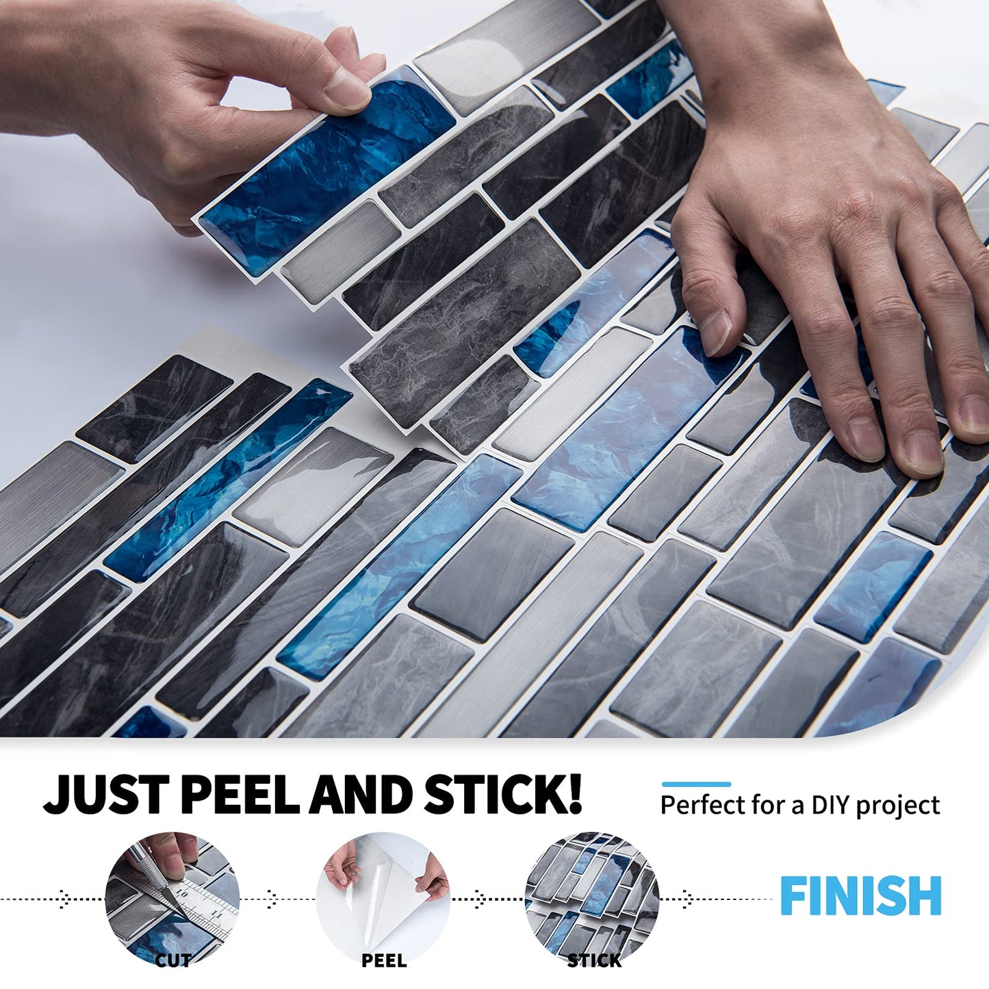 Art3d 10-Sheet Premium Self-Adhesive Kitchen Backsplash Tiles in Marble,30 * 30cm