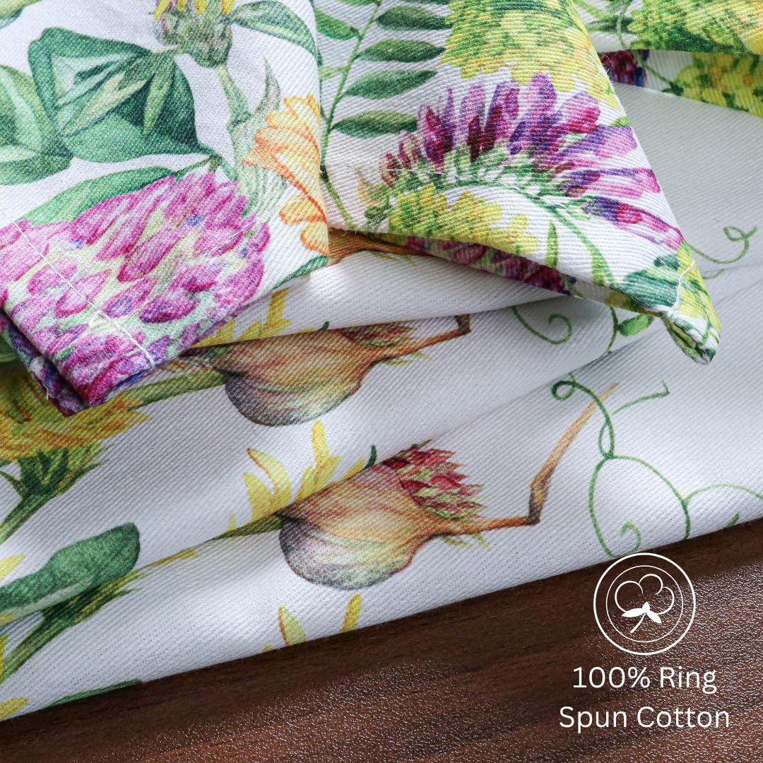 DineNest Dinner Napkins 100% Cotton 18x18 Inch Set of 4 - Perfect for Dining Special Occasions Restaurant Wedding Tea Party Christmas - Soft Durable Washable - Spring Summer Floral Cloth Napkins