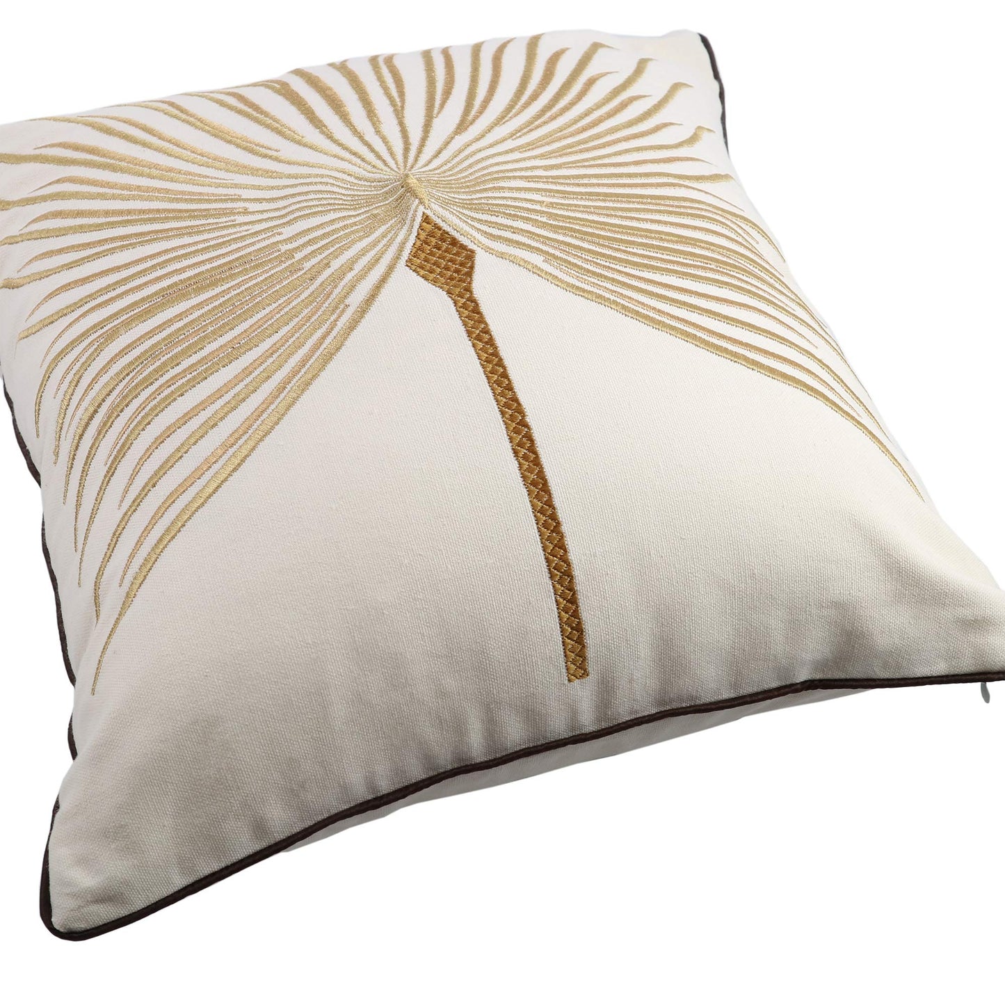 Hodeco Embroidery Throw Pillow Covers 18x18 Home Decor Fine Thread Dandelion Flower Pillow Cover for Couch Bedroom Chair 100% Cotton Canvas Floral Cushion Cover 45x45cm, Beige Pack of 2