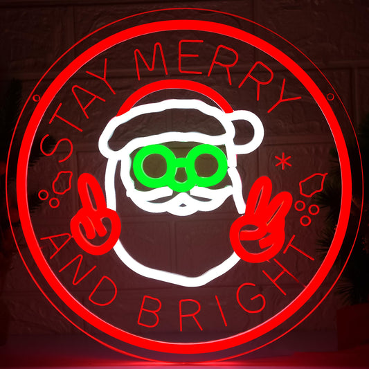 Merry Christmas Neon Sign for Wall Decor Dimmable Christmas Santa Claus LED Neon Light for Party Bedroom Santa Hat Decor for Home Bar Shop Indoor Holiday Festival Gifts for Kids Size 13*13in(GLNP366)