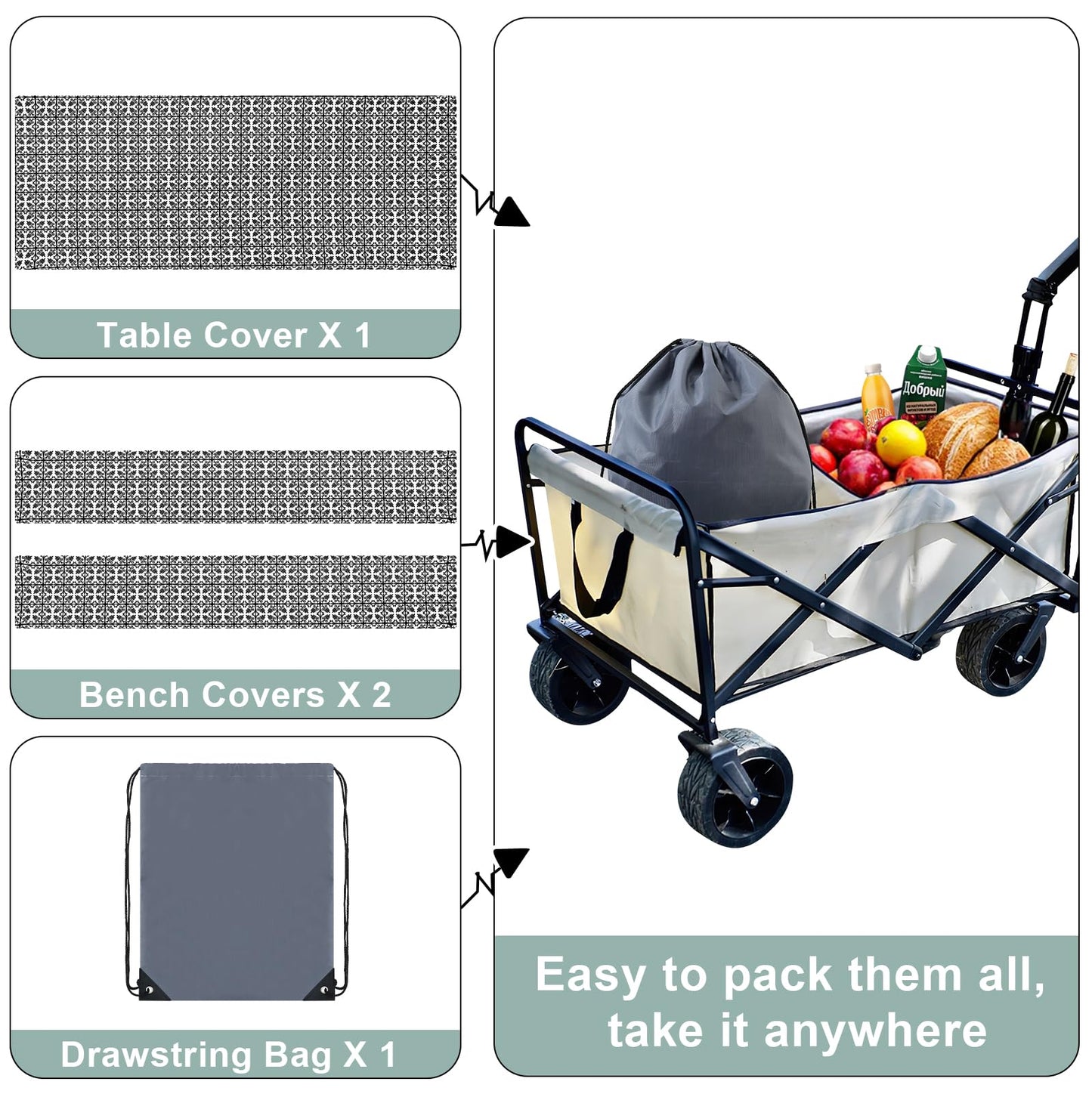 misaya Picnic Table Cover with Bench Cover, Waterproof Elastic Fitted Tablecloth for 6 Foot Tables, Rectangle Washable Polyester Tablecloths for Picnic, Camping, Outdoor (Black, 30" x 72")