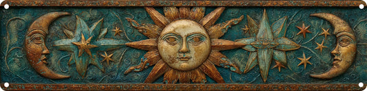 FWBOYSV Vintage Tin Sun And Moon Sign Retro Metal Sign Suitable For Home Street Shop Garage Bar - Multi-Purpose Metal Sign For Indoor/Outdoor Use Plaque 4x16 Inch