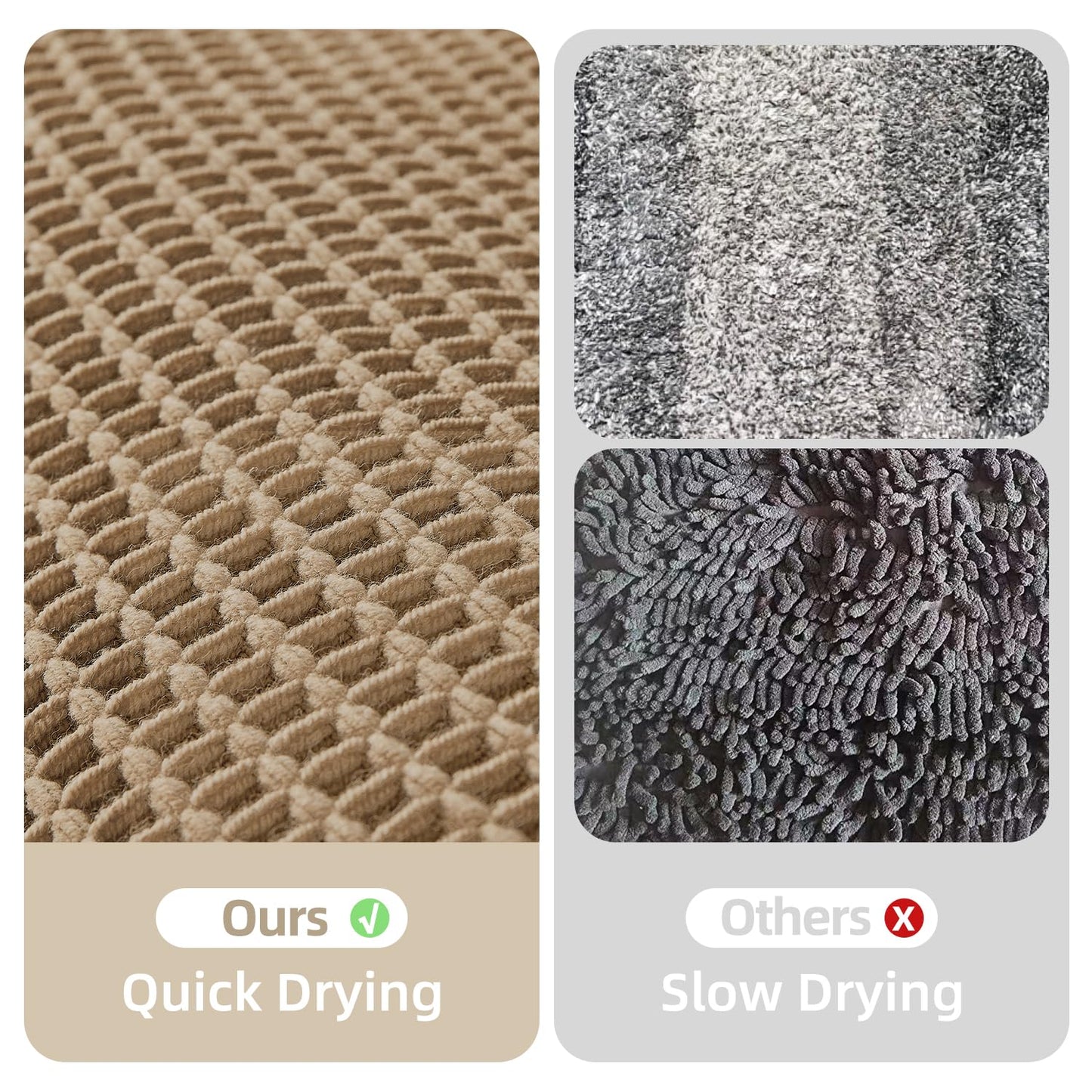 TYUU Waffle Bath Mat, Boho Bathroom Rugs Non Slip Washable Super Absorbent Quick Dry Farmhouse Bathroom Decor, 30"x20" Khaki