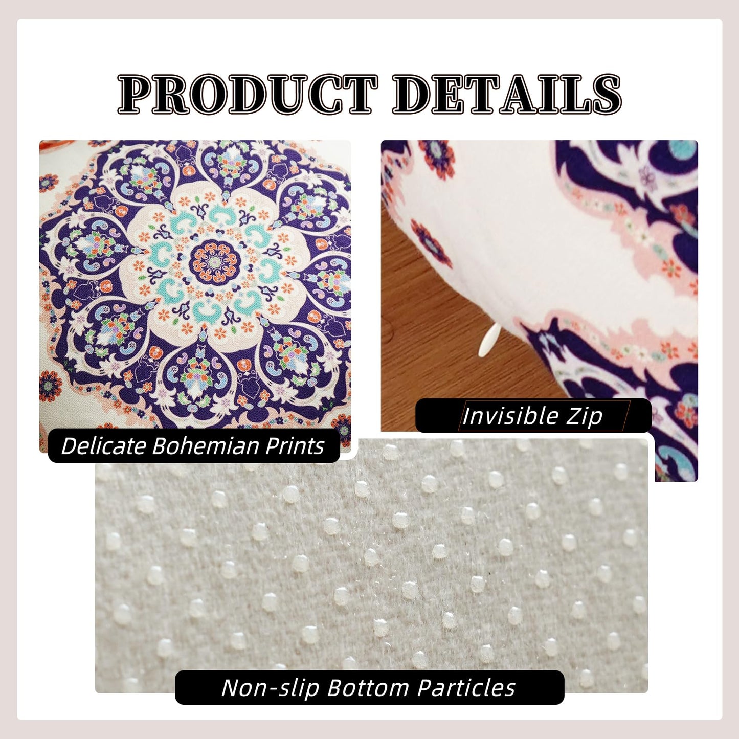 Artbloss Unstuffed Pouf Cover Ottoman Footrest Bohemian Chenille Foot Stool Floor Bean Bag 20x20x8 Inches for Living Room Bedroom Home Decor (Blue, Square)