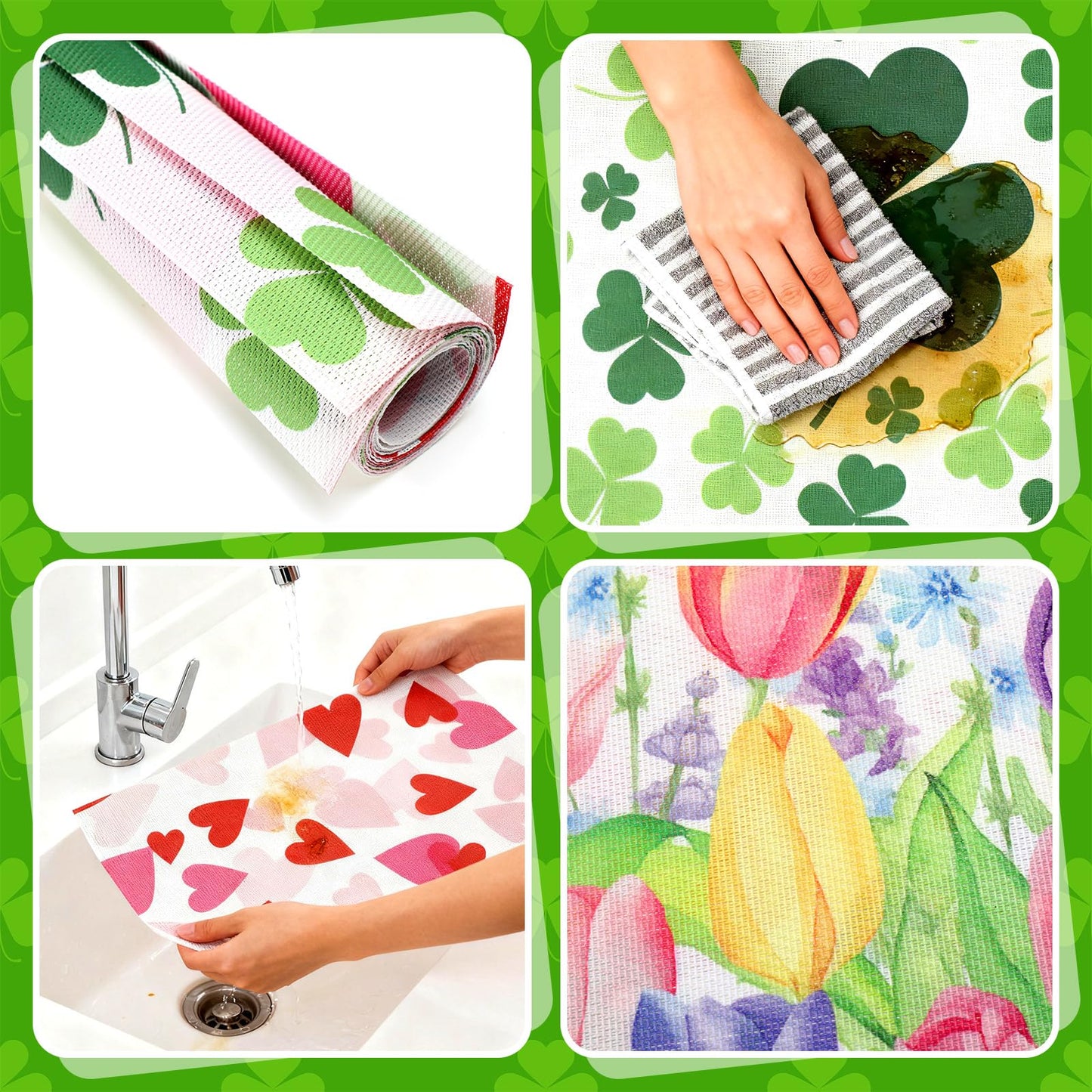CHENGU 8 Pcs Spring Seasonal Holiday Placemats 12x18 Inch Plastic Spring Tulip Flower Table Mats for Party Home Dining