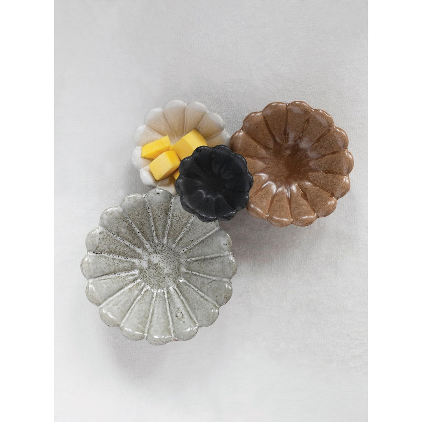 Creative Co-Op Stoneware Flower Bowls, 6" L x 6" W x 3" H, Multicolor